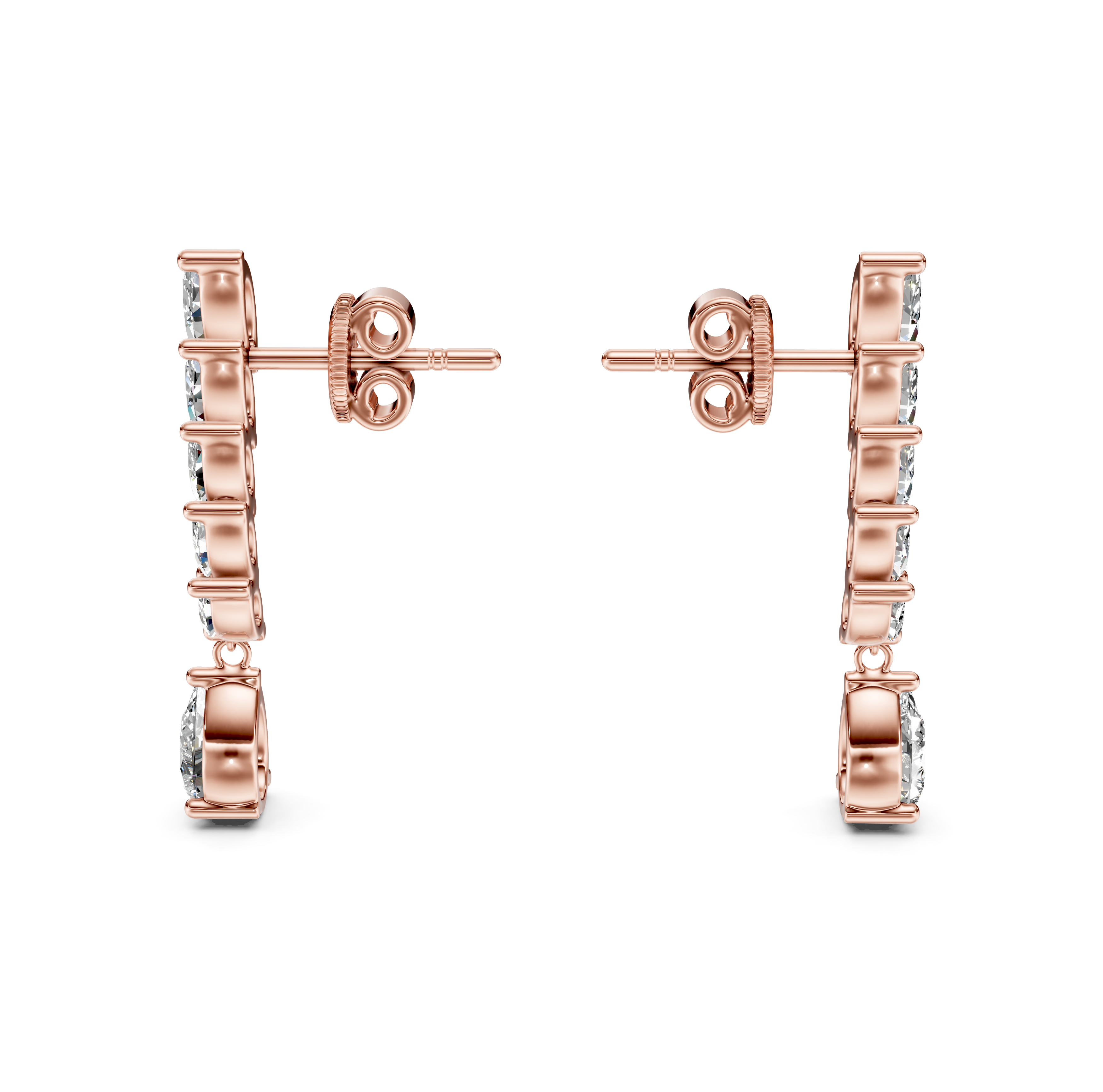 Mixed-Cut Diamond Drop Ear Climbers