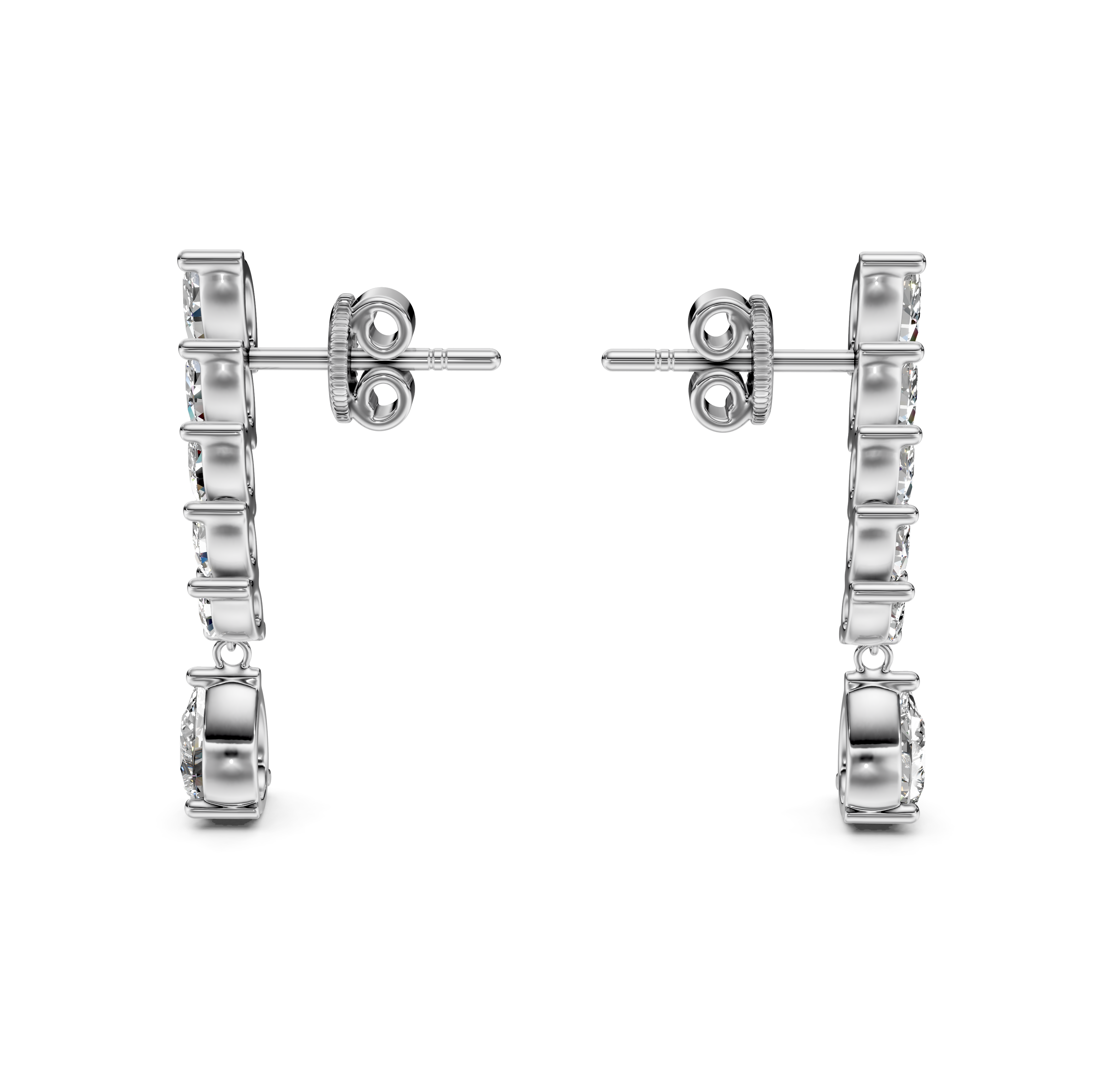 Mixed-Cut Diamond Drop Ear Climbers
