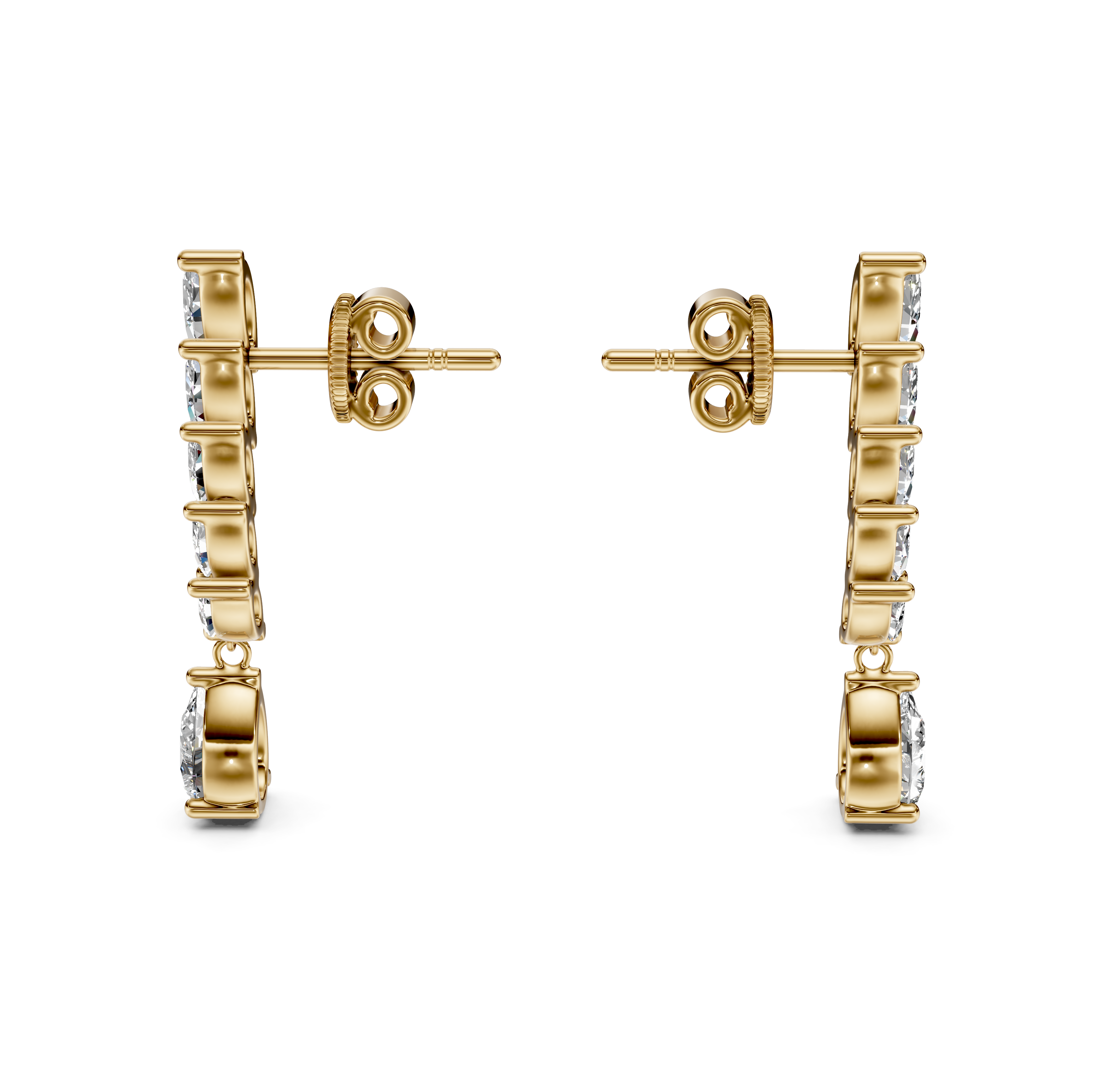 Mixed-Cut Diamond Drop Ear Climbers