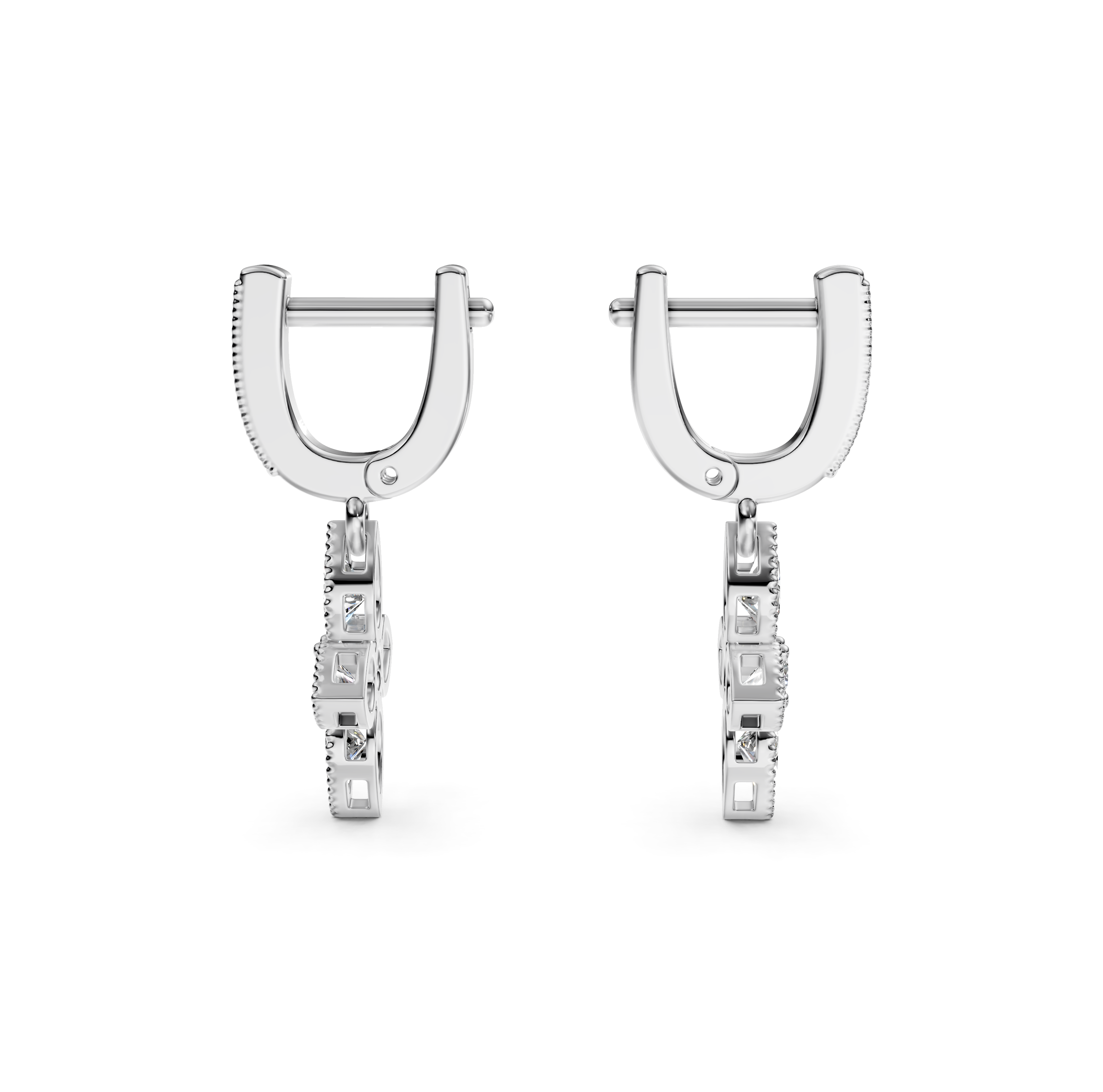 Flower Drop Milgrain Diamond Earrings