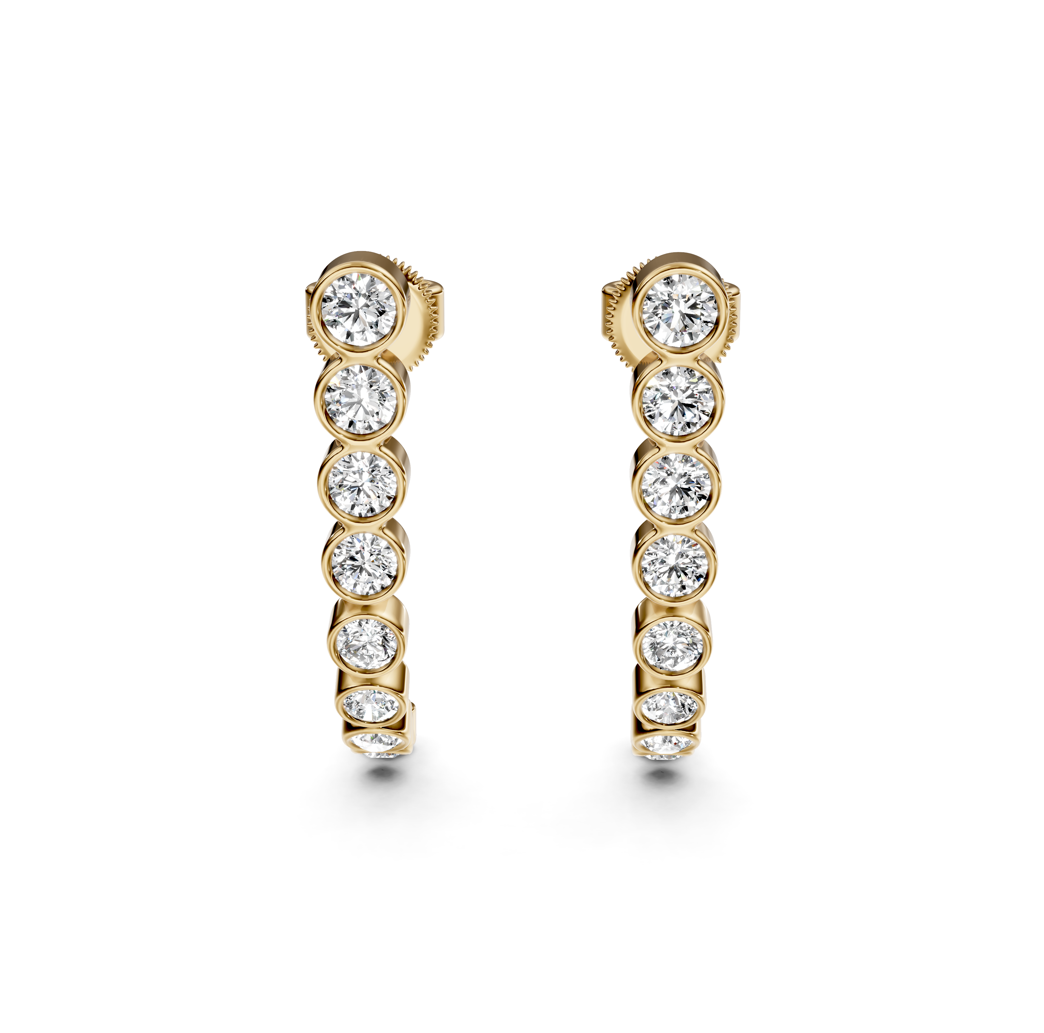 Bezel-Set Diamond Half Hoop Earrings