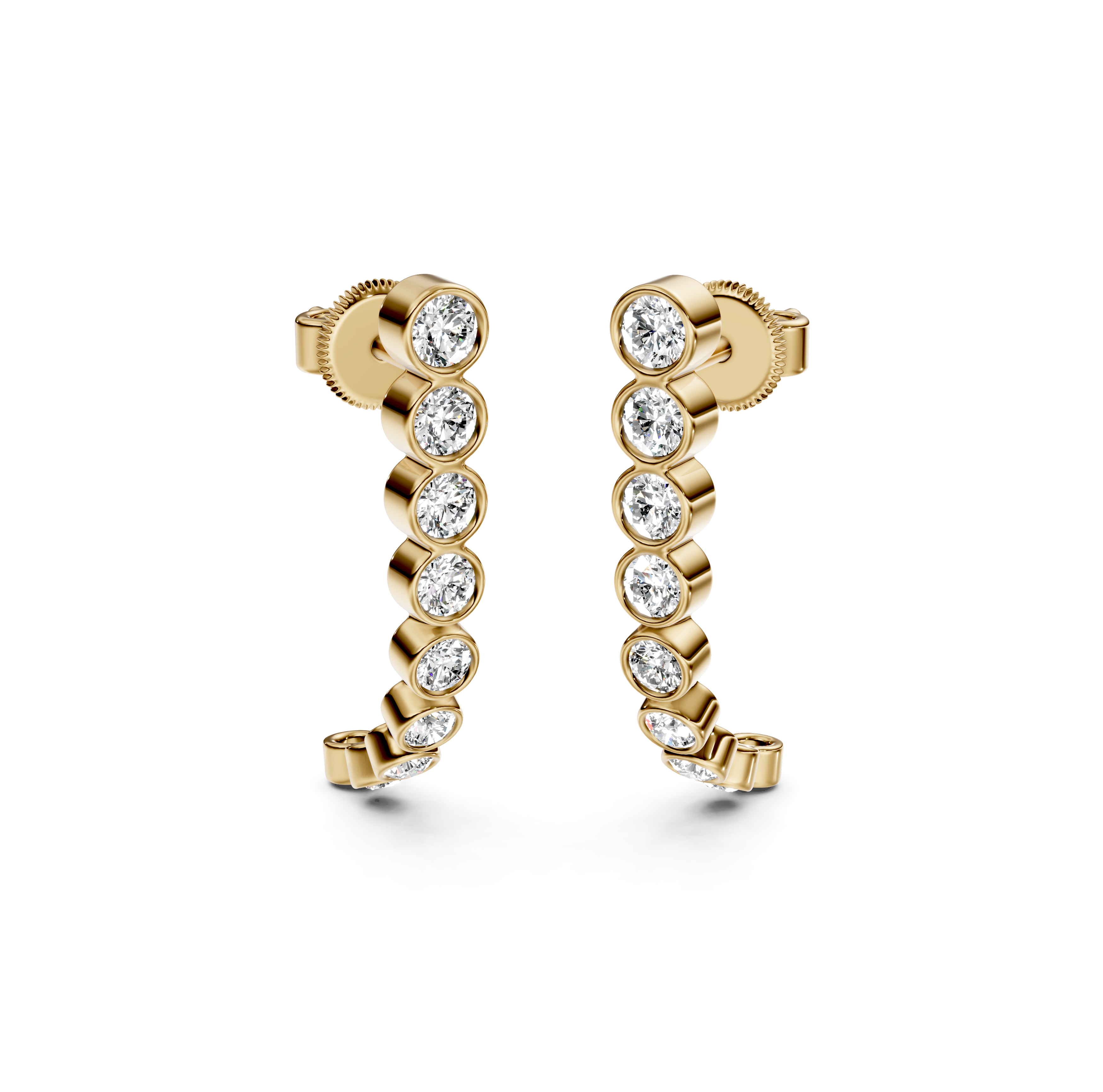 Bezel-Set Diamond Half Hoop Earrings