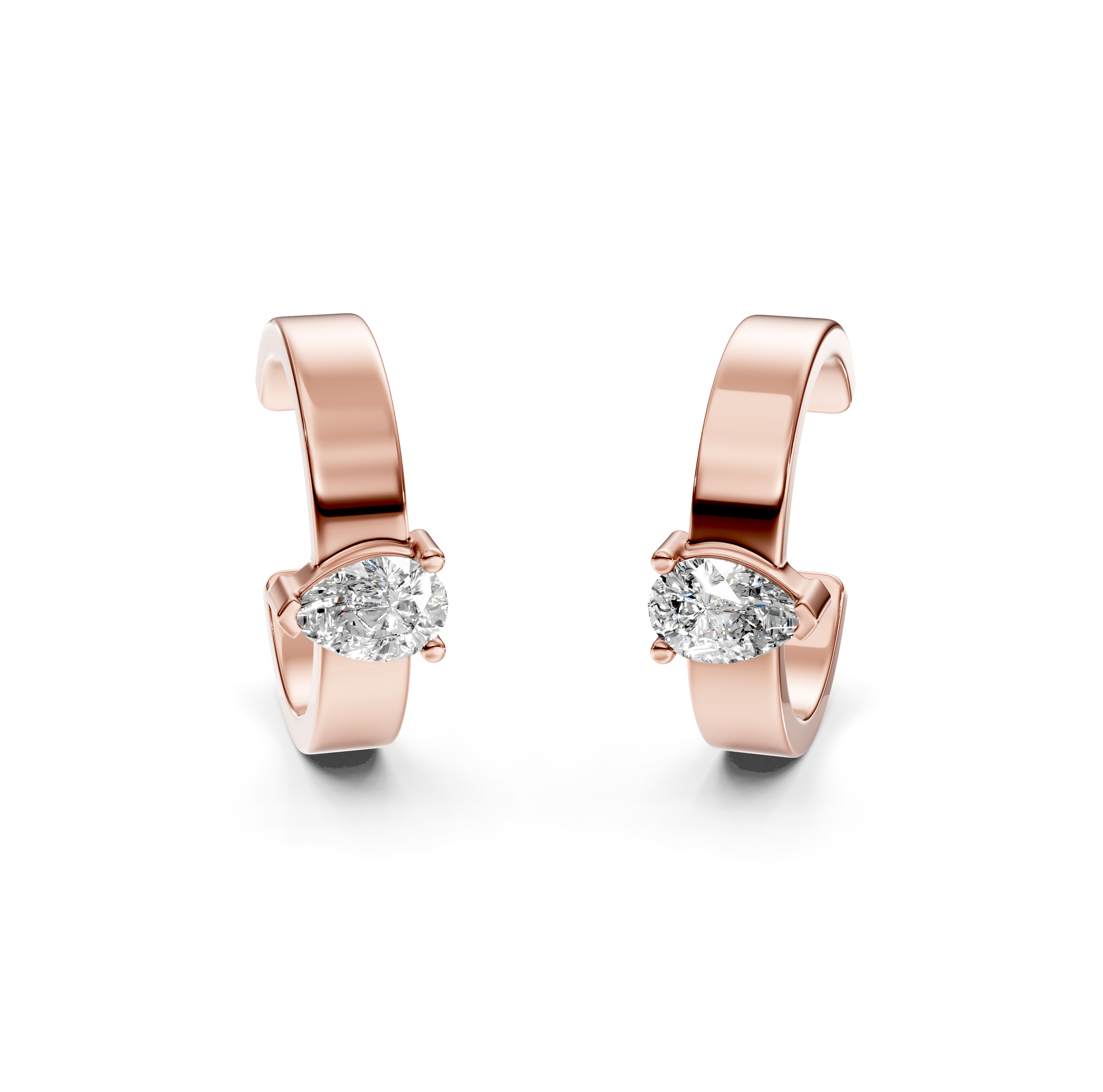 Pear Cut Diamond Huggie Earrings