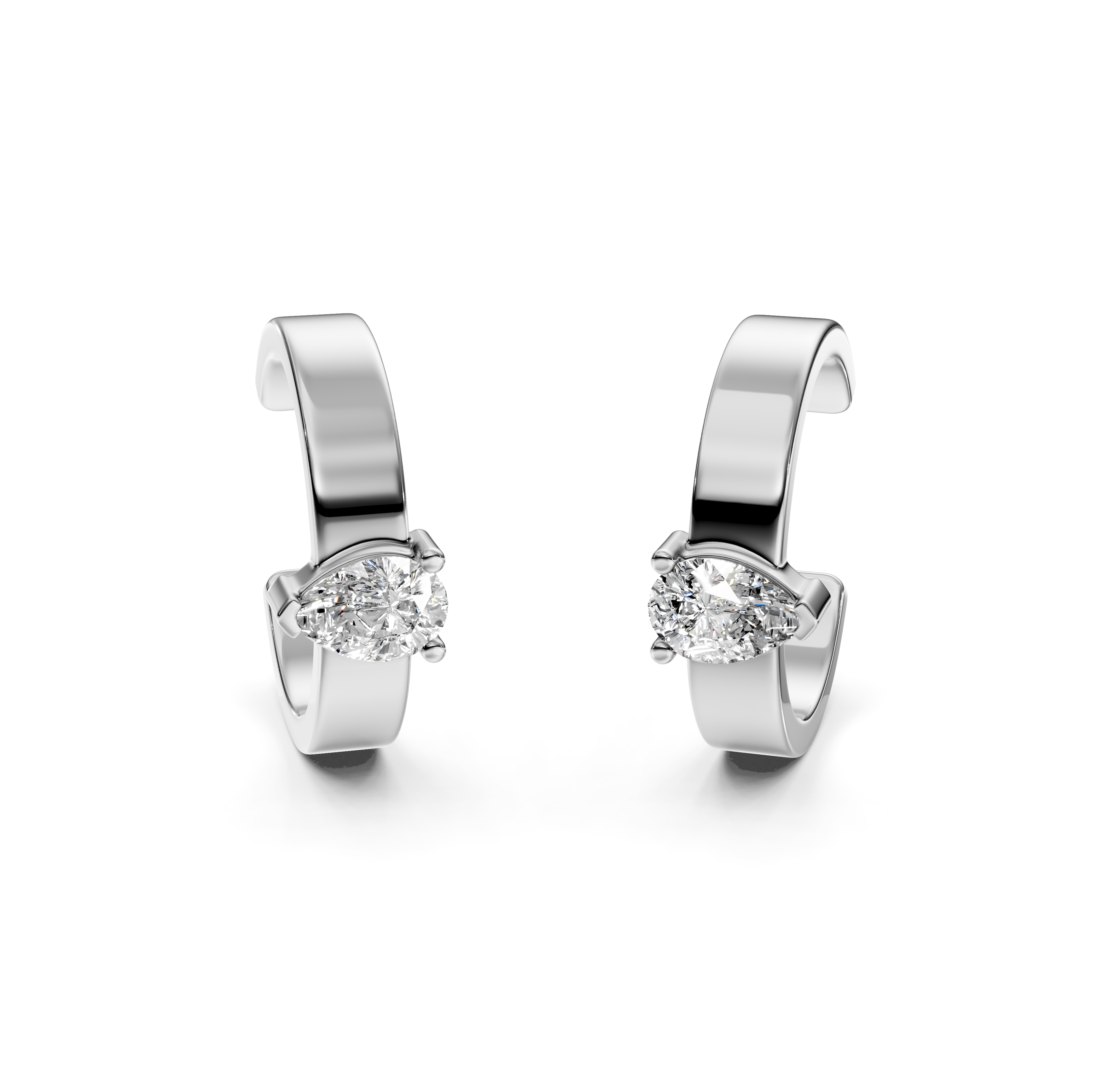 Pear Cut Diamond Huggie Earrings