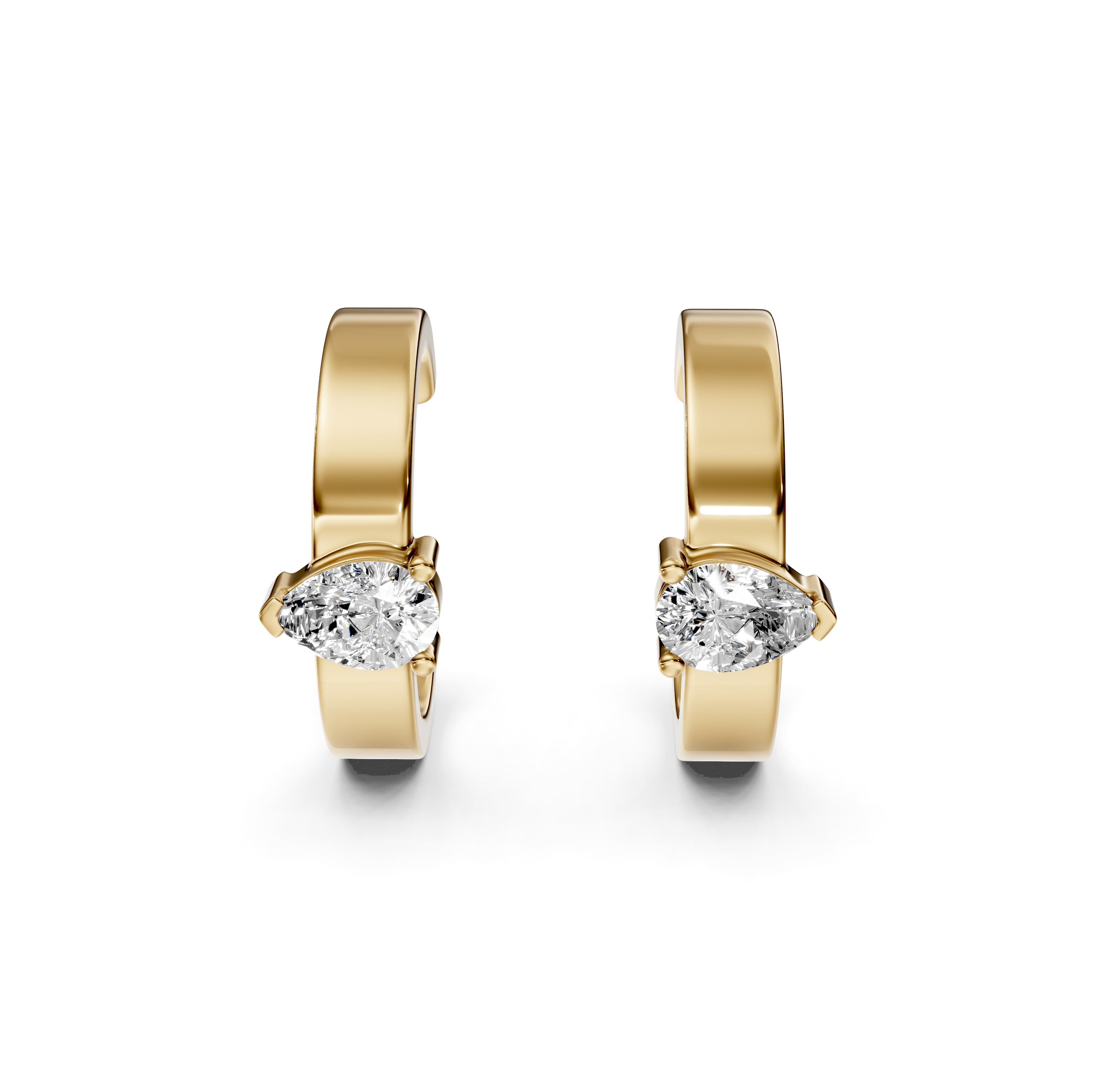 Pear Cut Diamond Huggie Earrings