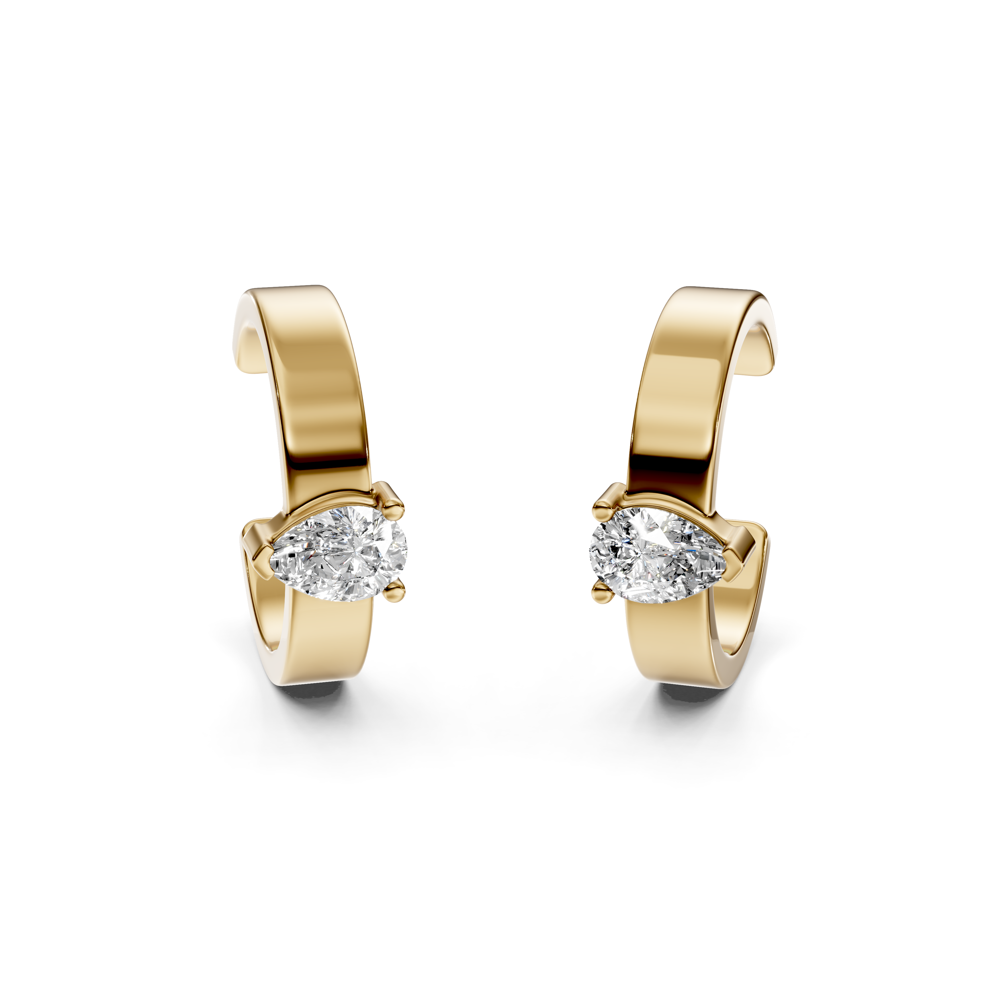 Pear Cut Diamond Huggie Earrings