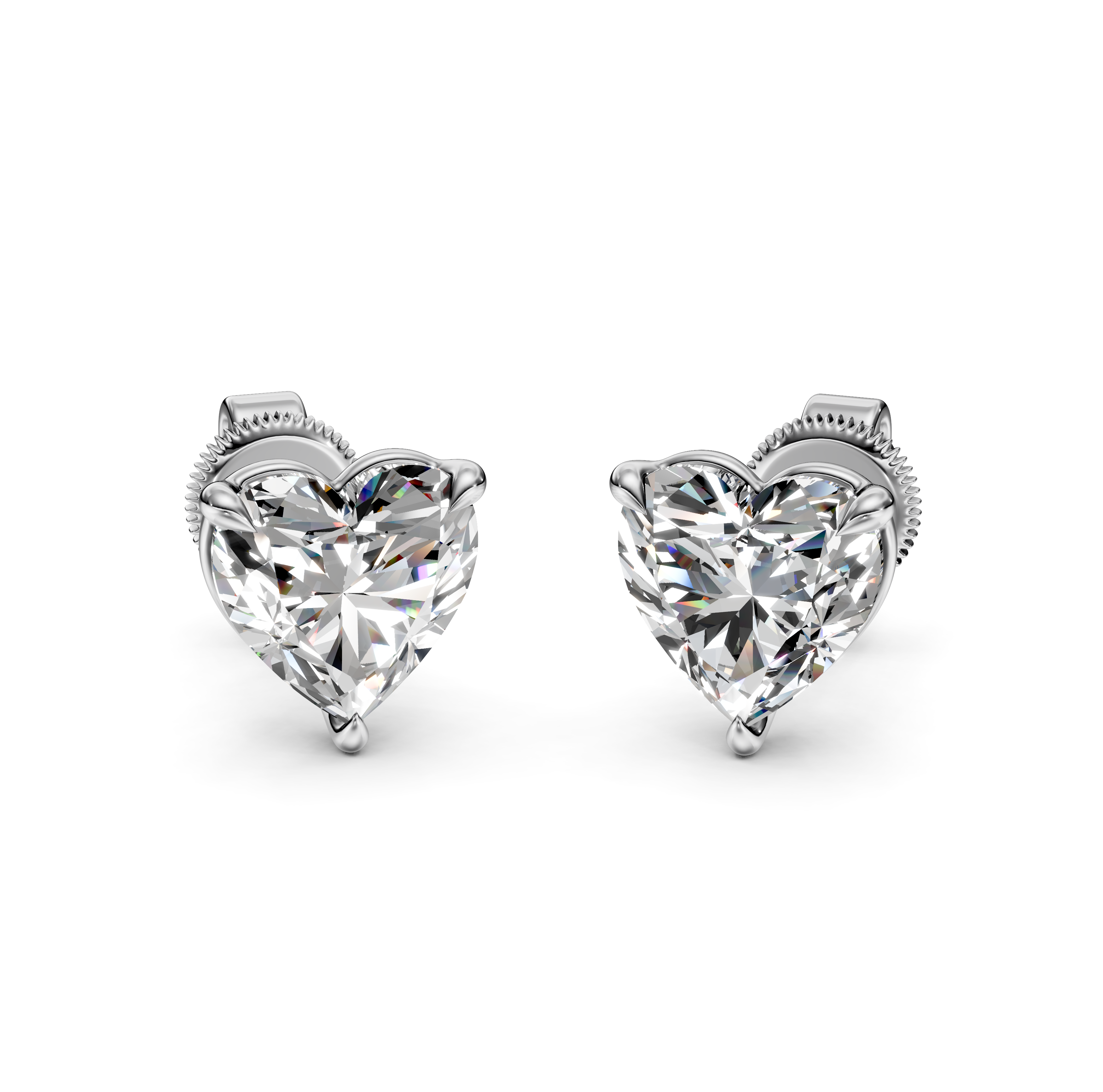 Heart Cut Diamond Stud Earrings