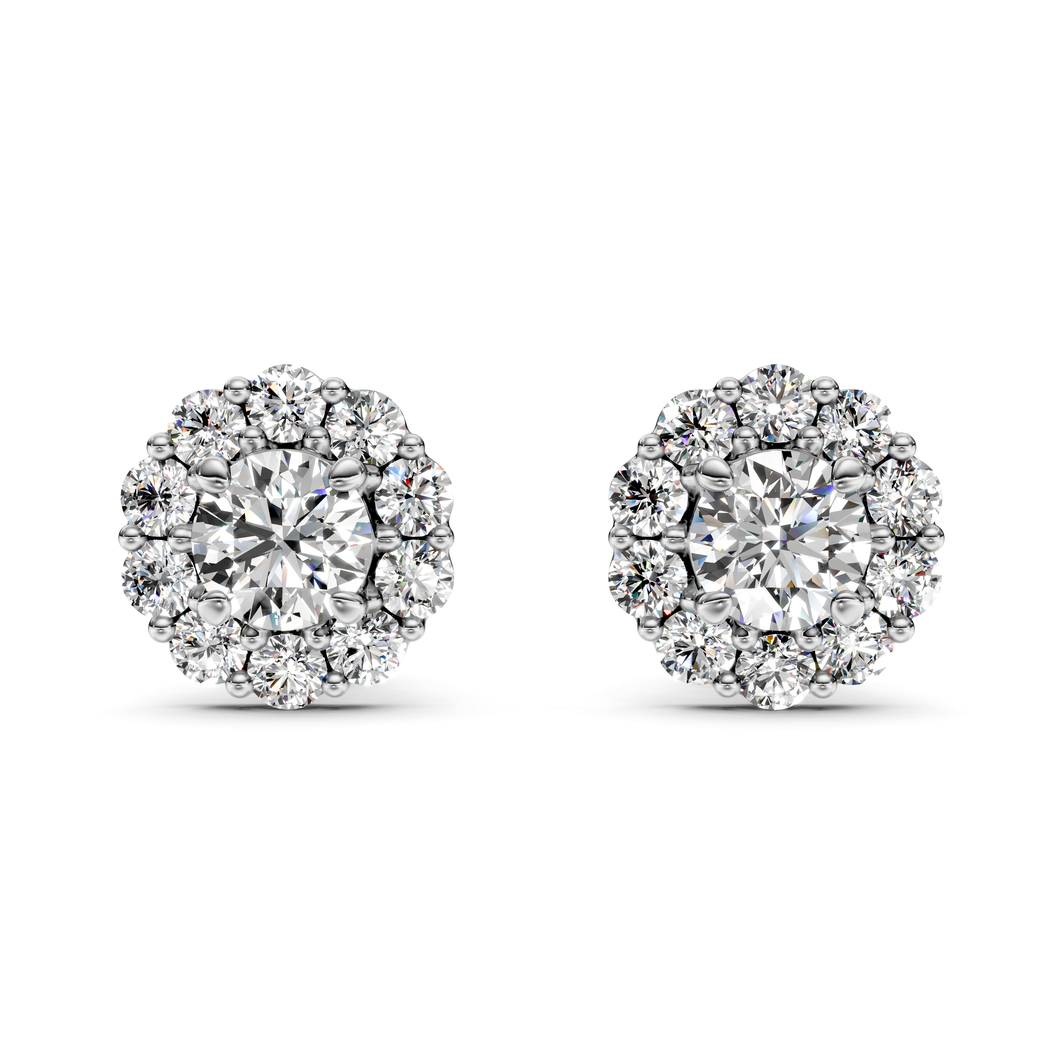 Round Cut Halo Diamond Stud Earrings