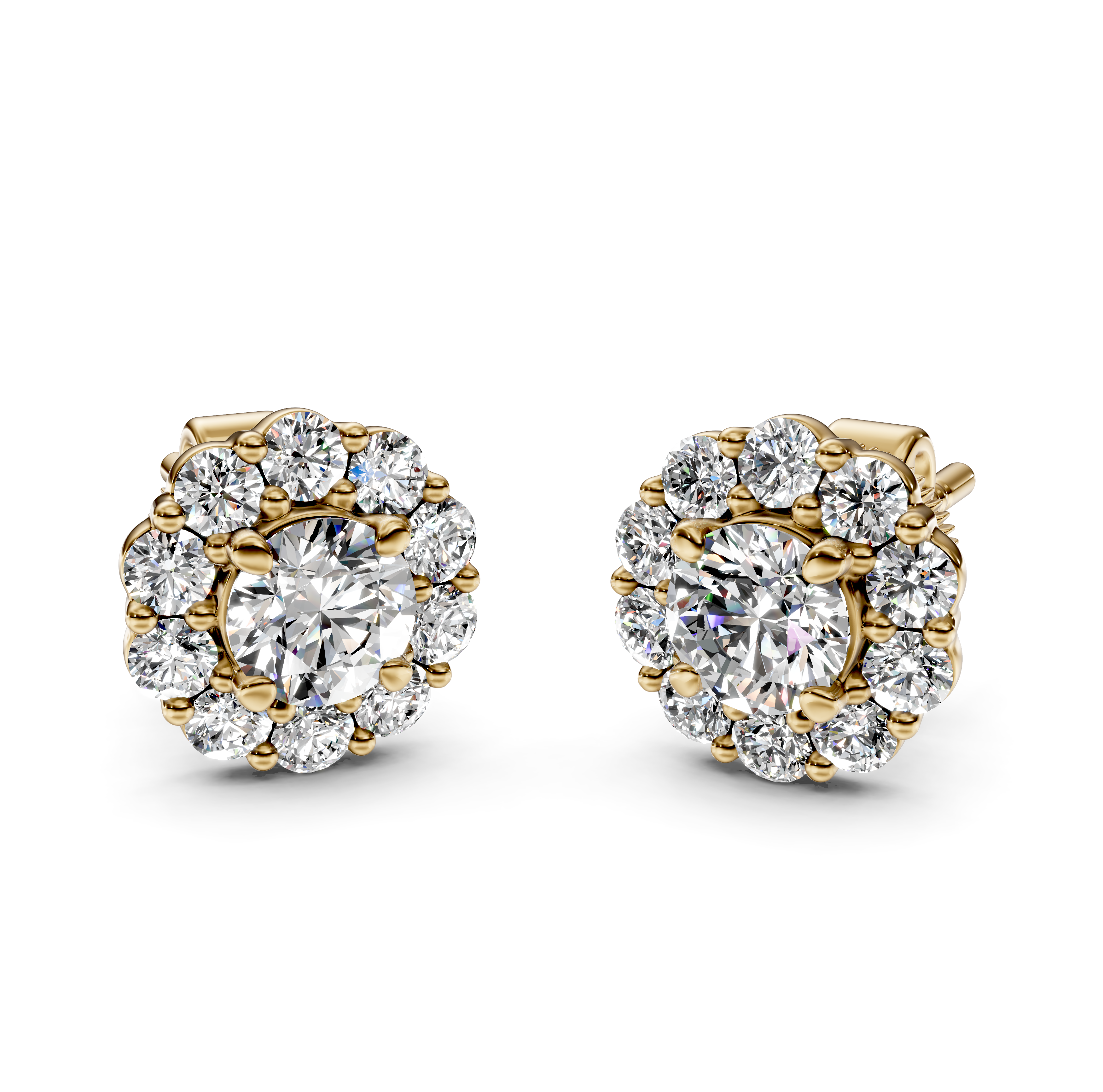 Round Cut Halo Diamond Stud Earrings