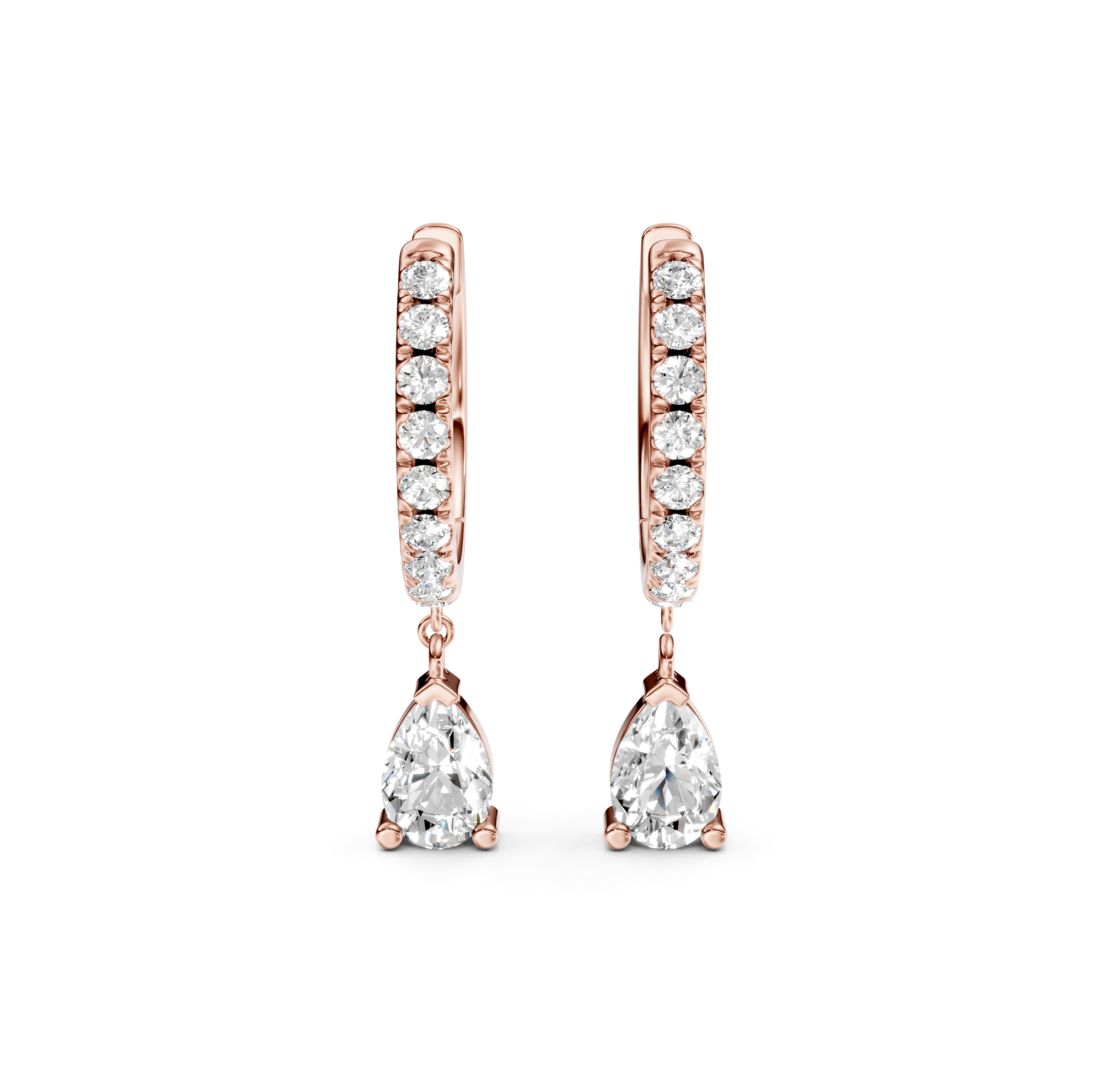Pear and Round-Cut Pavé Drop Diamond Earrings