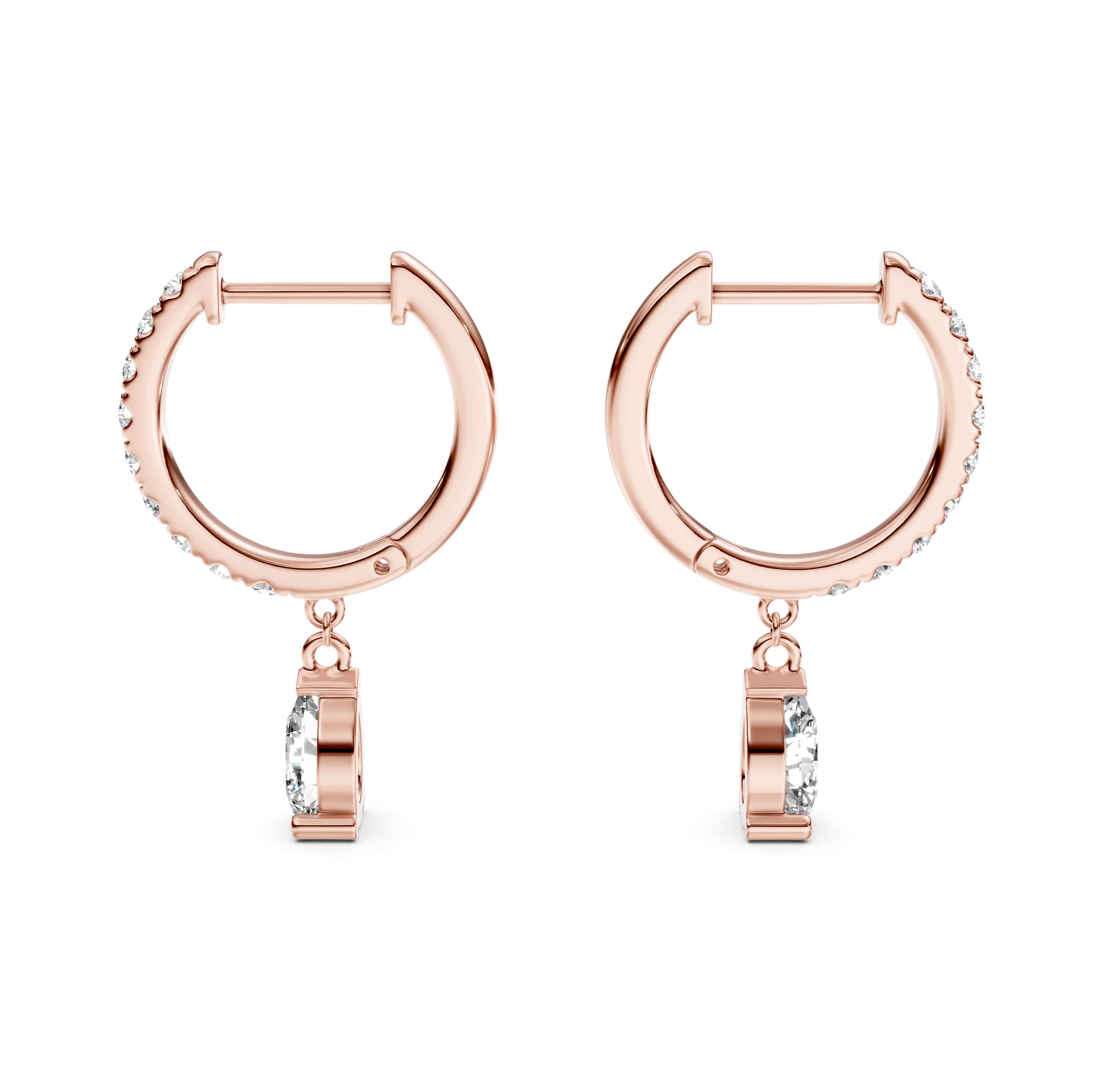 Pear and Round-Cut Pavé Drop Diamond Earrings