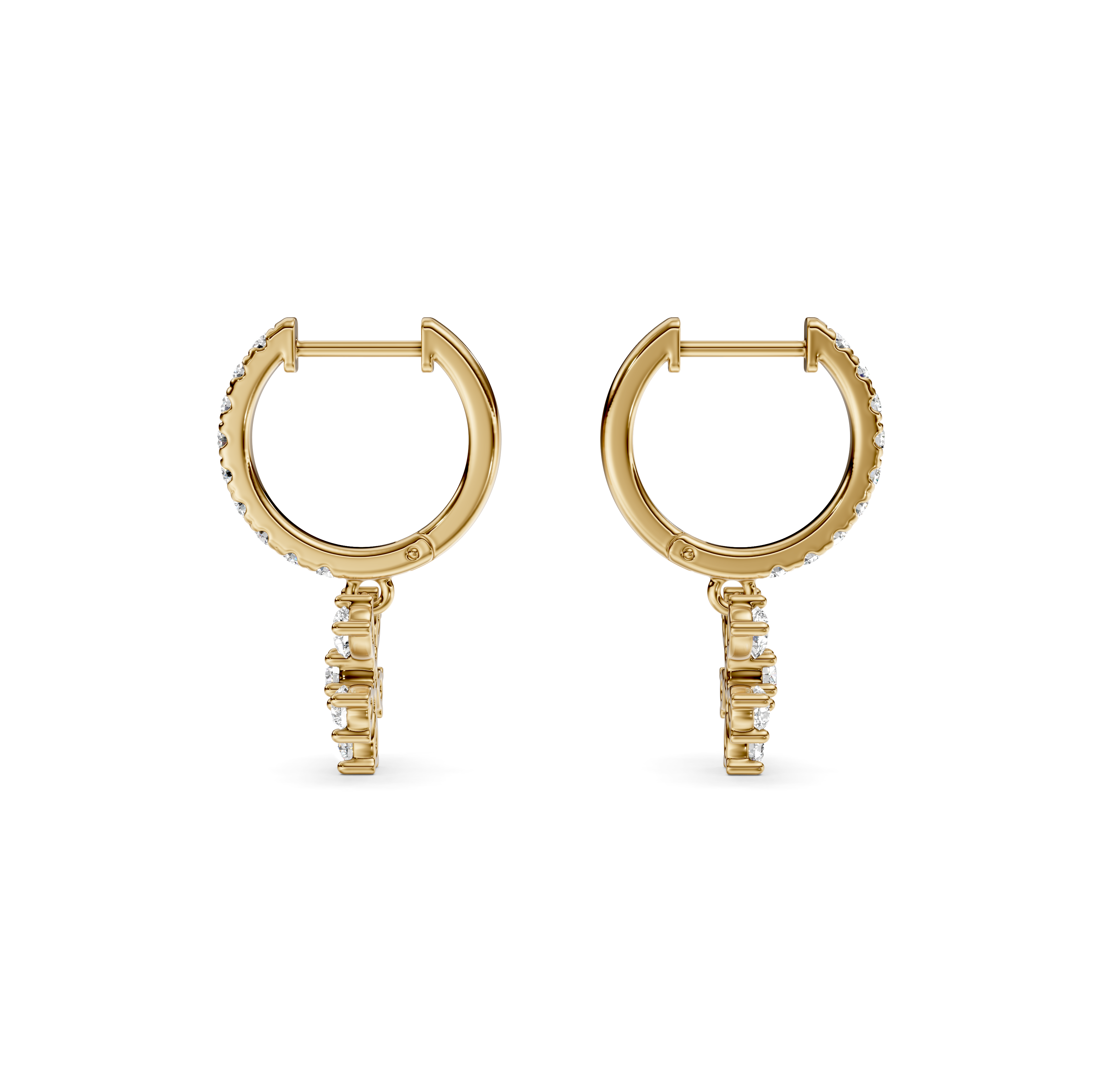 Flower Drop Pavé Diamond Earrings