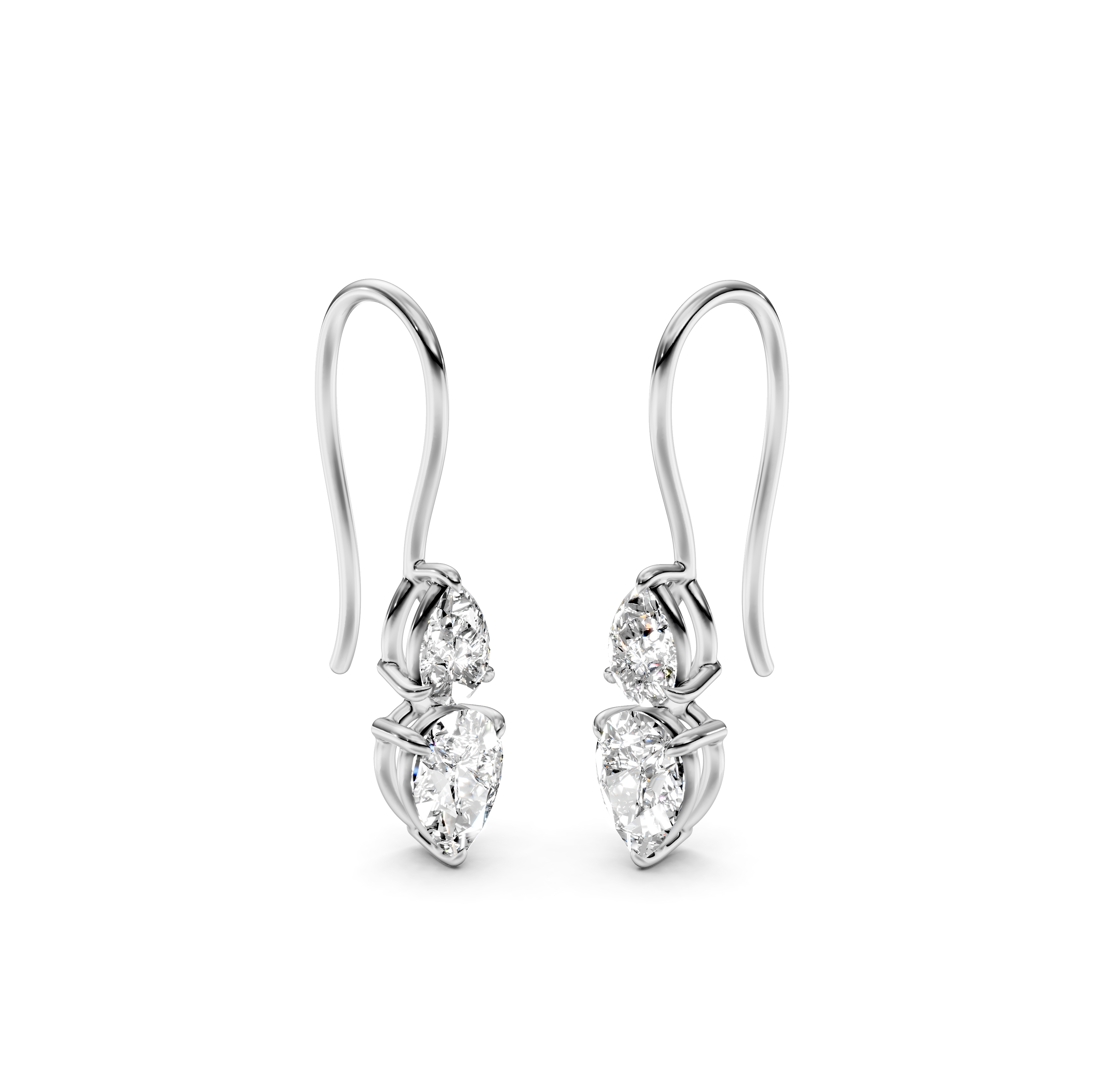 Pear Cut Drop Diamond Earrings