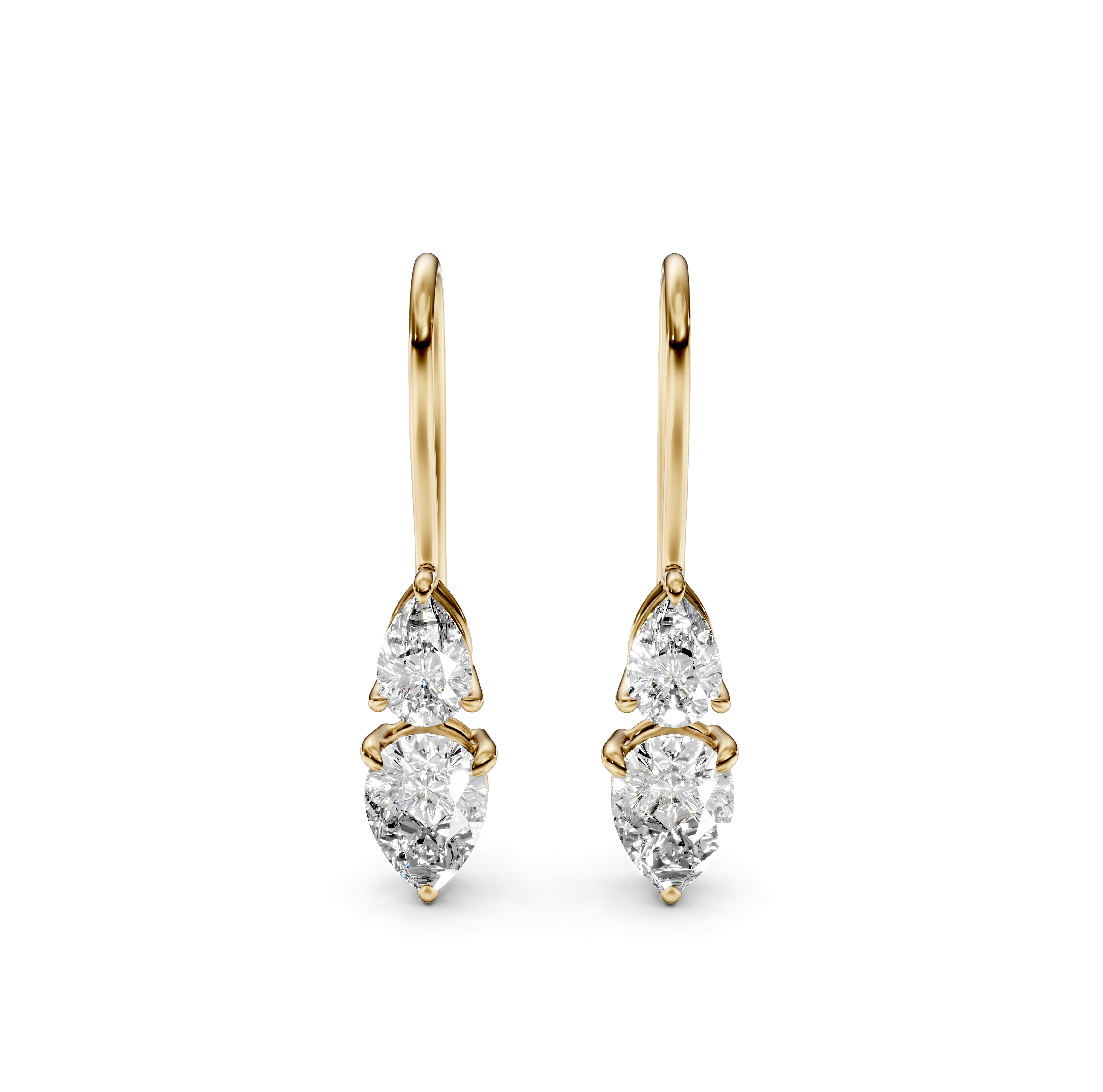 Pear Cut Drop Diamond Earrings