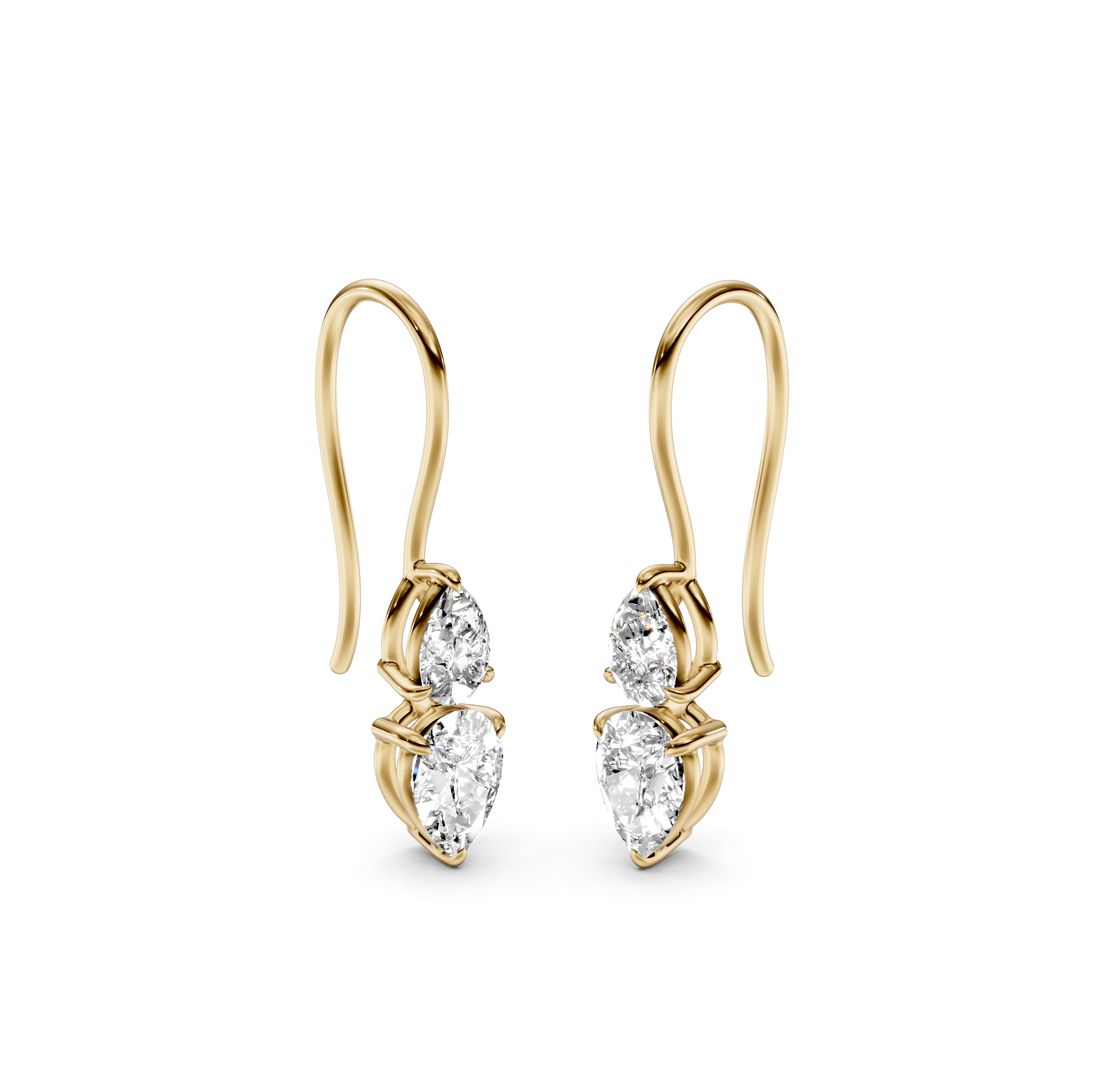Pear Cut Drop Diamond Earrings