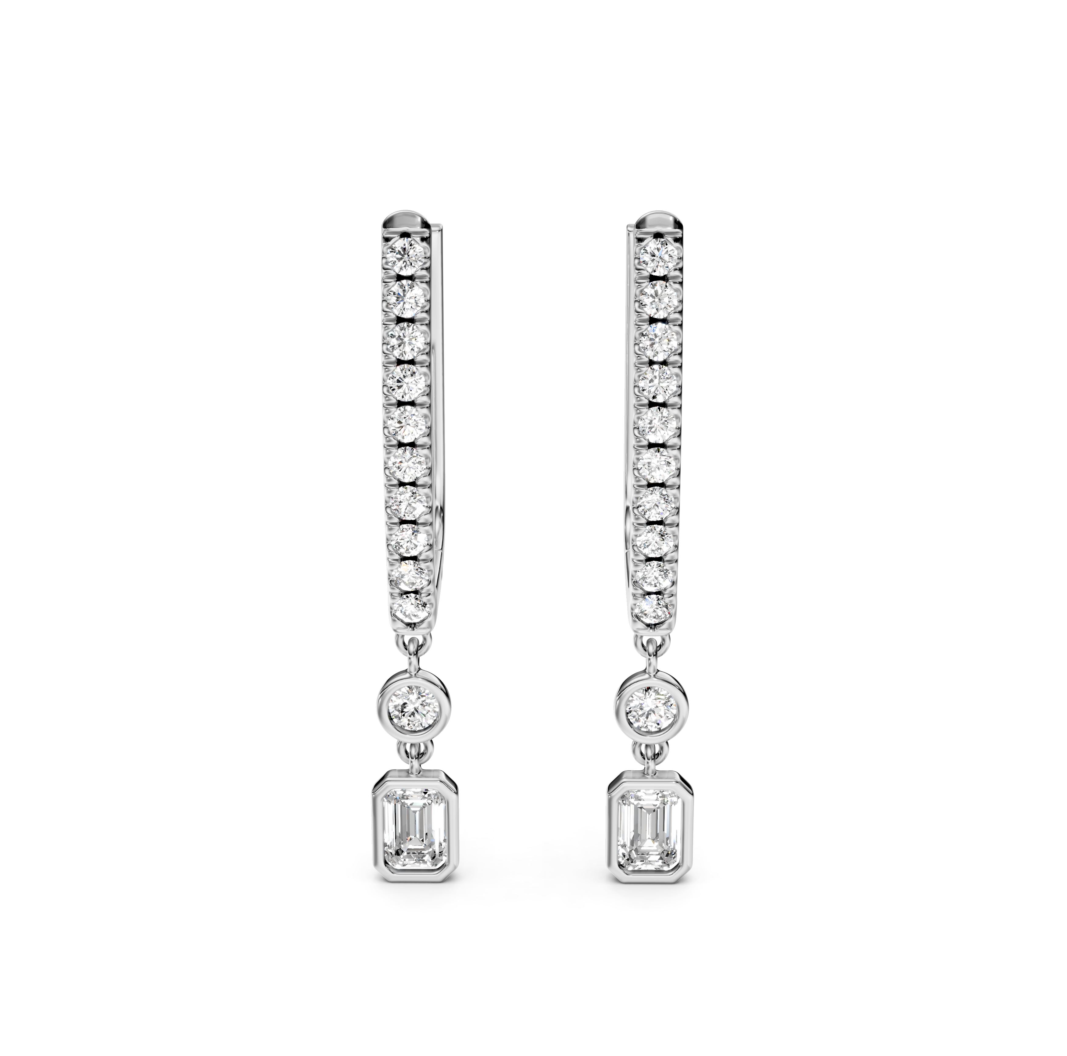 Bezel-Set Drop Pavé Diamond Earrings
