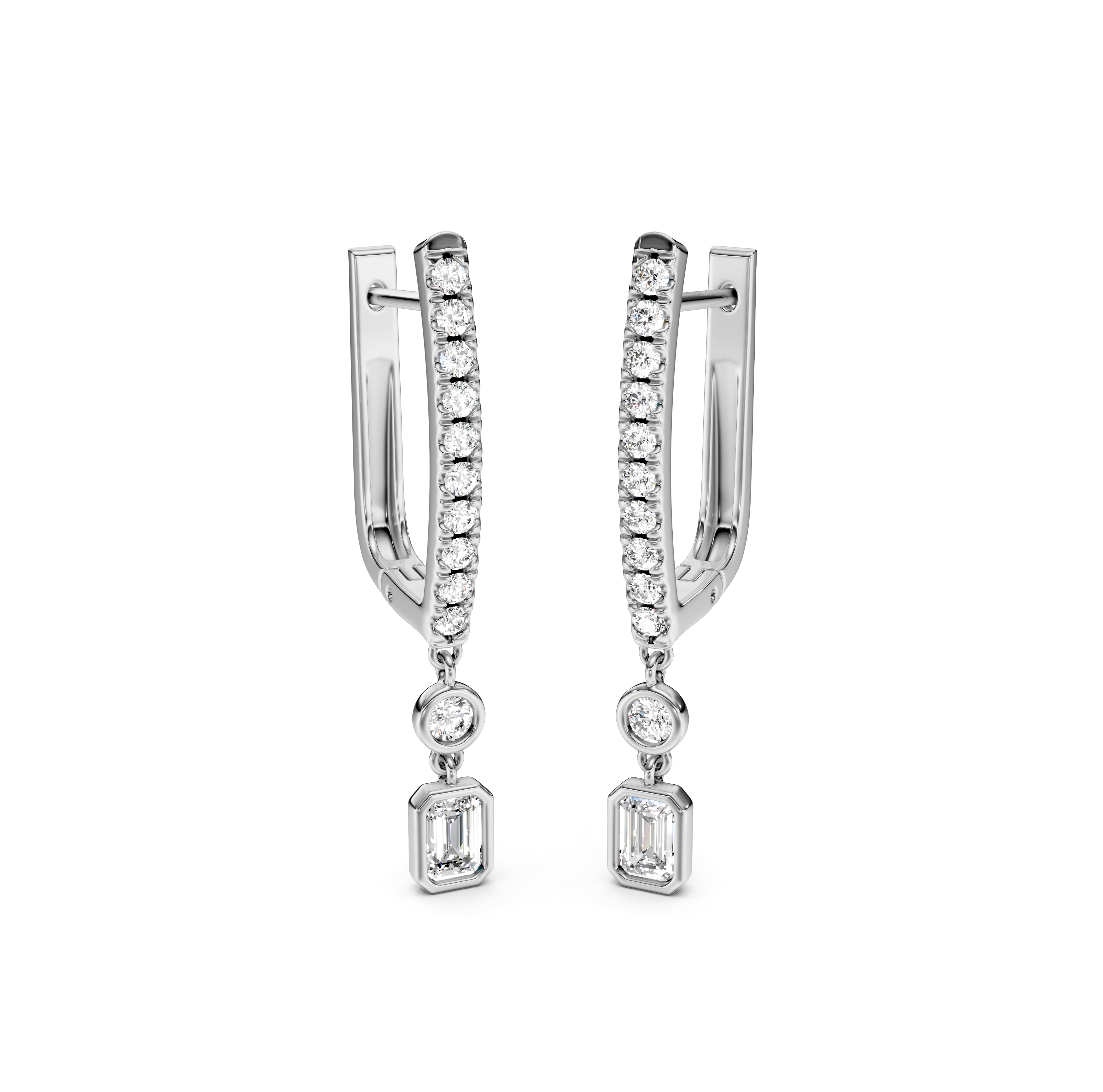 Bezel-Set Drop Pavé Diamond Earrings