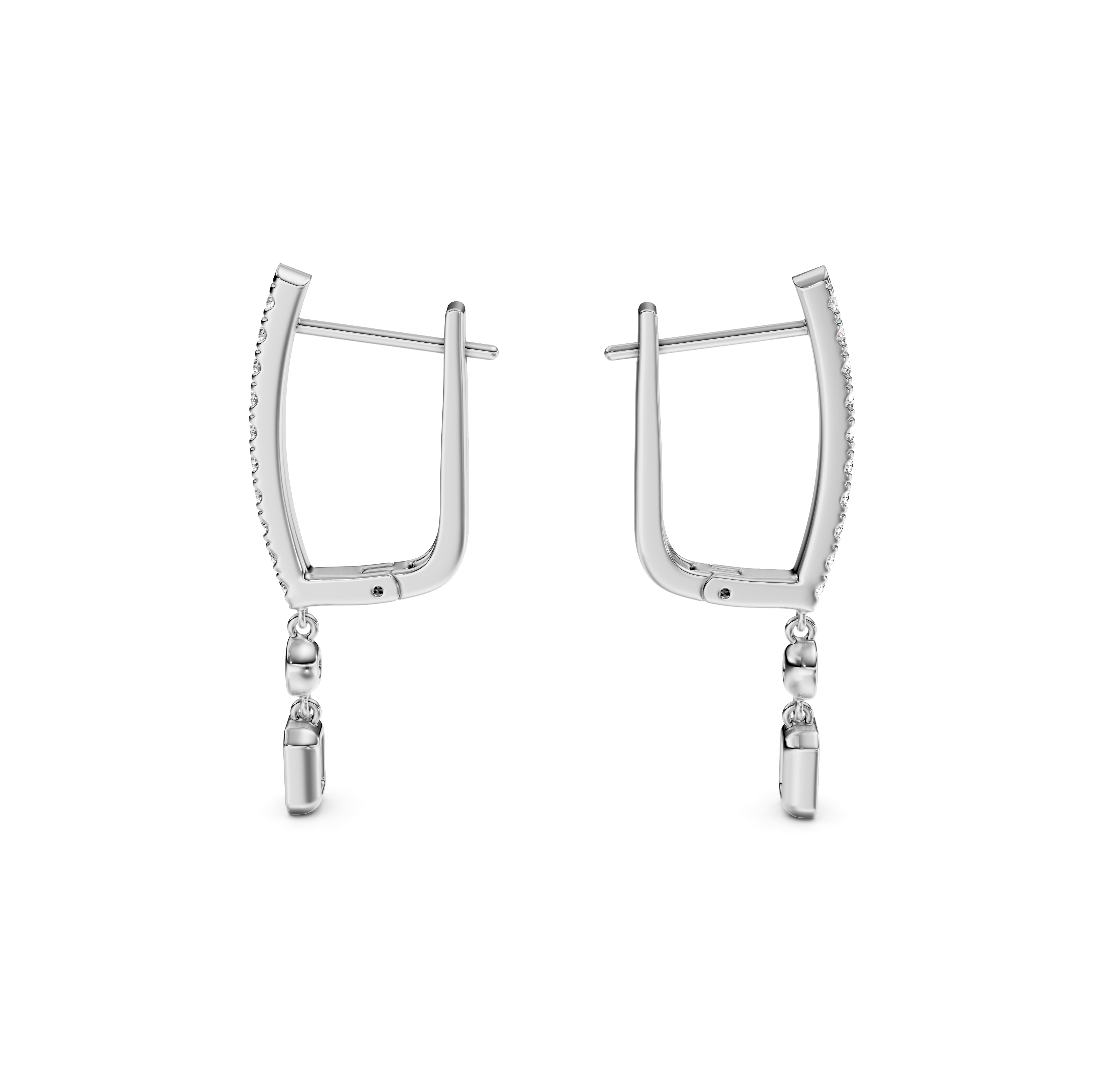 Bezel-Set Drop Pavé Diamond Earrings