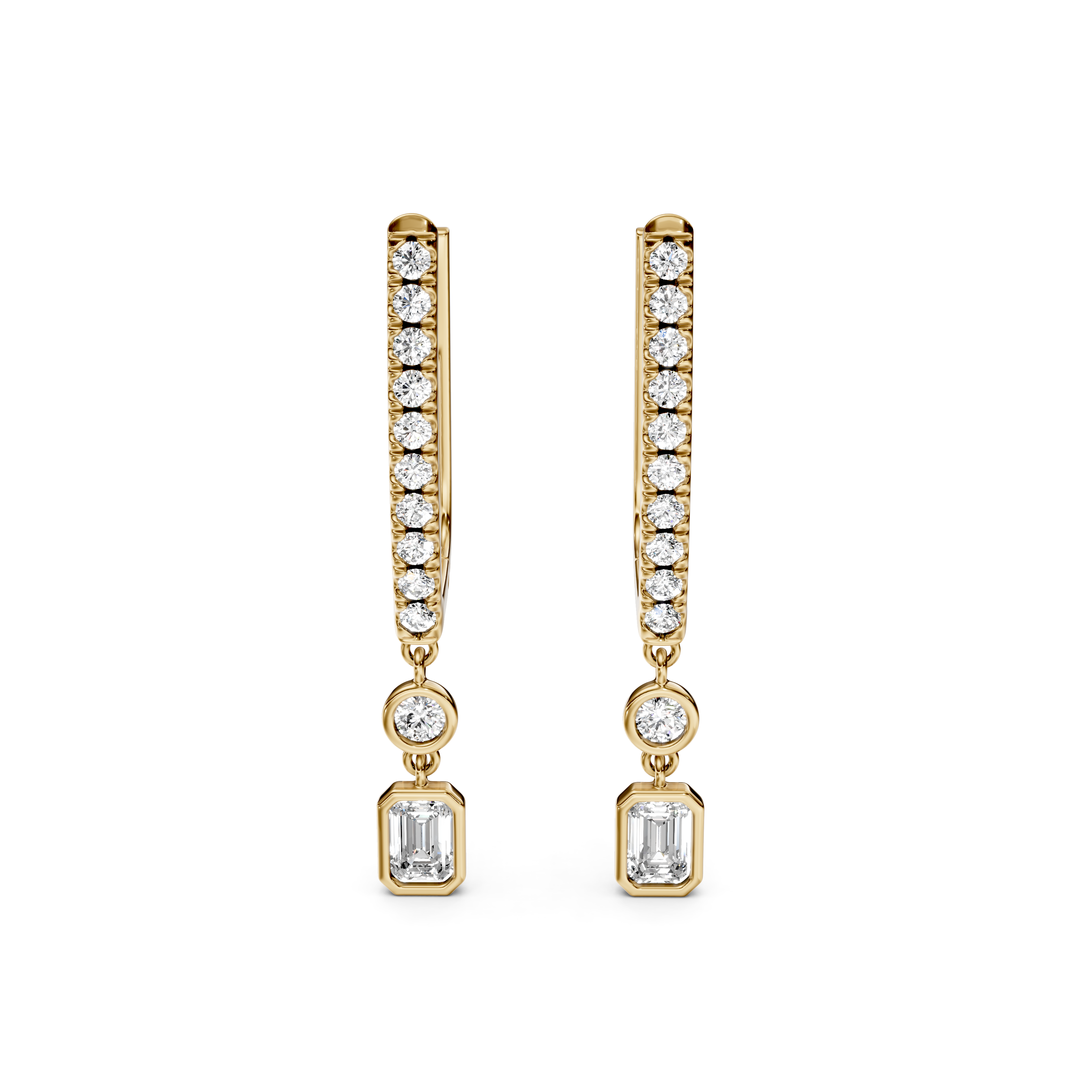 Bezel-Set Drop Pavé Diamond Earrings