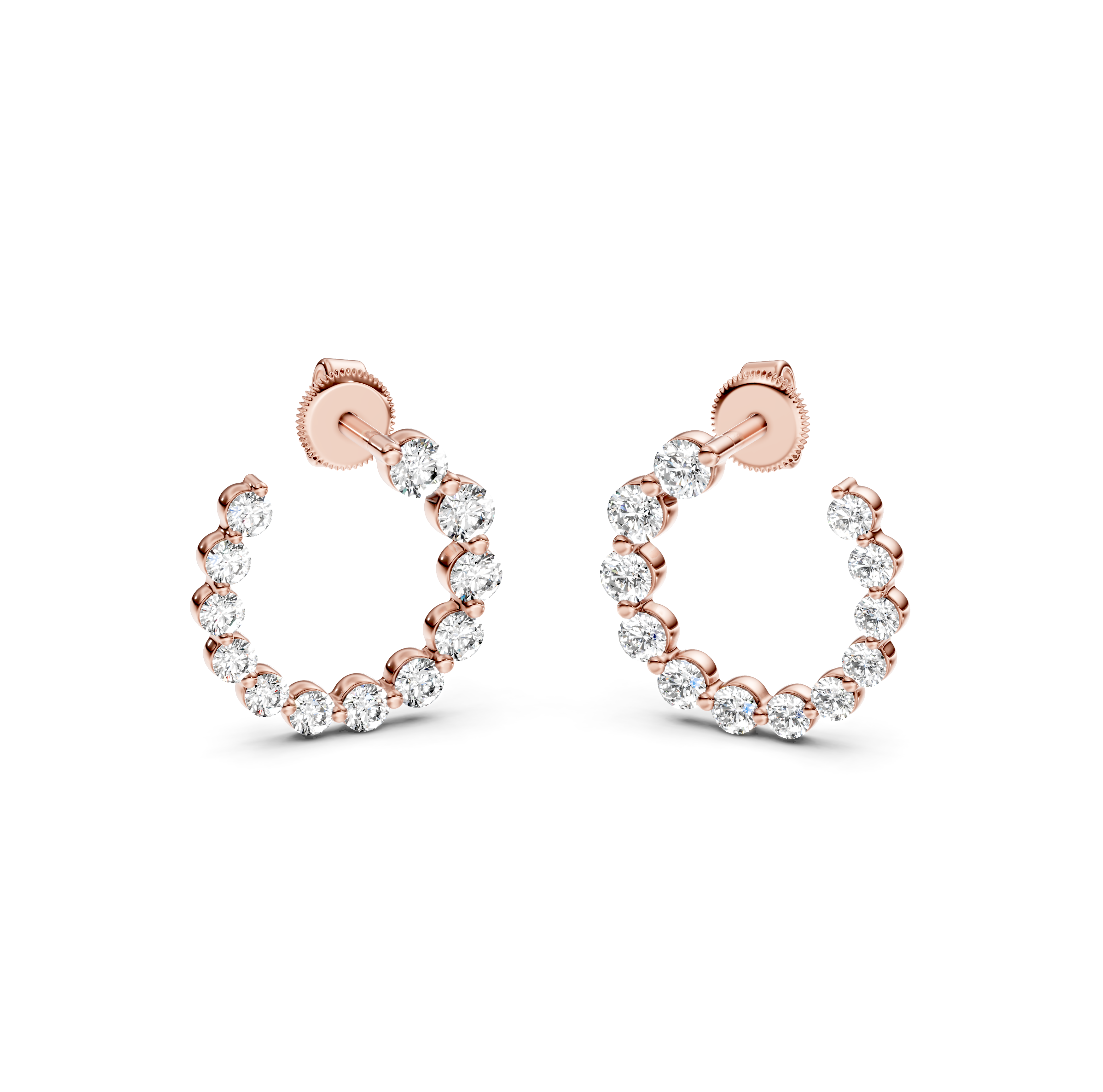 Graduated Diamond Circle Stud Earrings