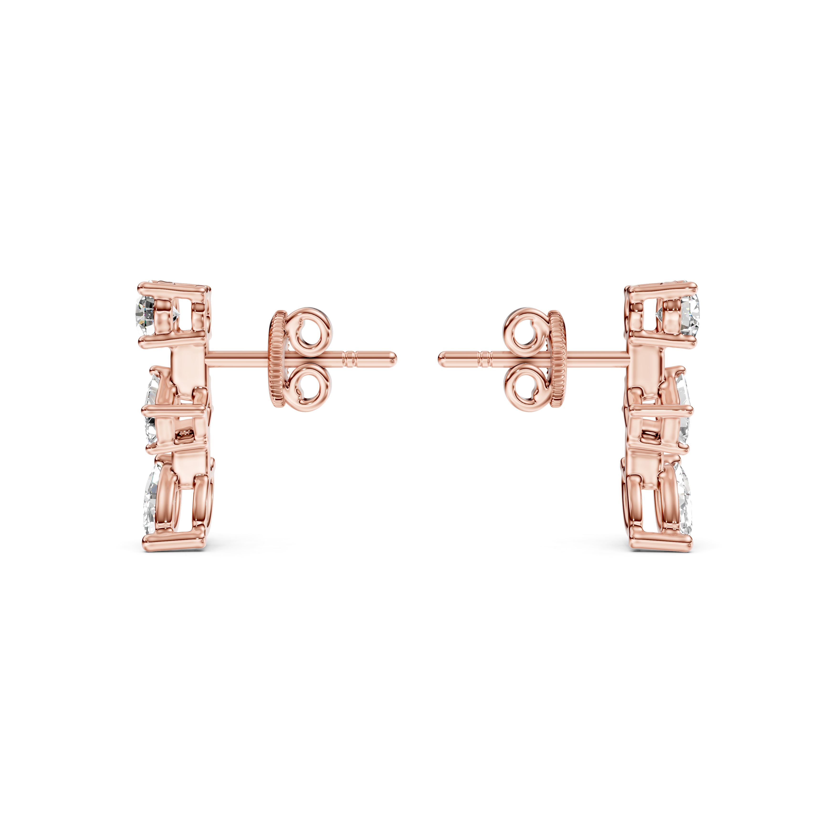 Multi-Cut Diamond Bar Stud Earrings