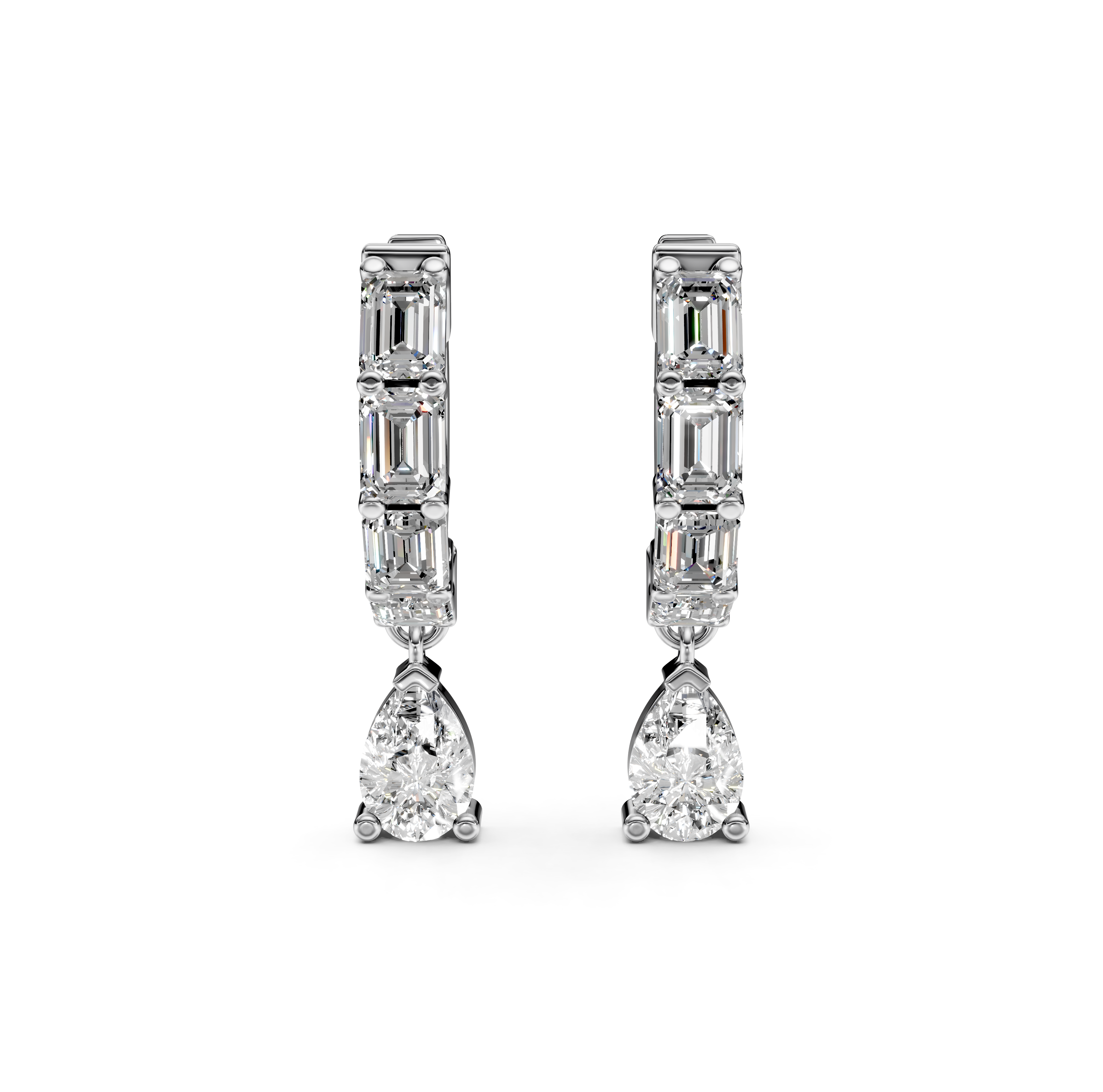 Pear and Emerald-Cut Pavé Drop Diamond Earrings