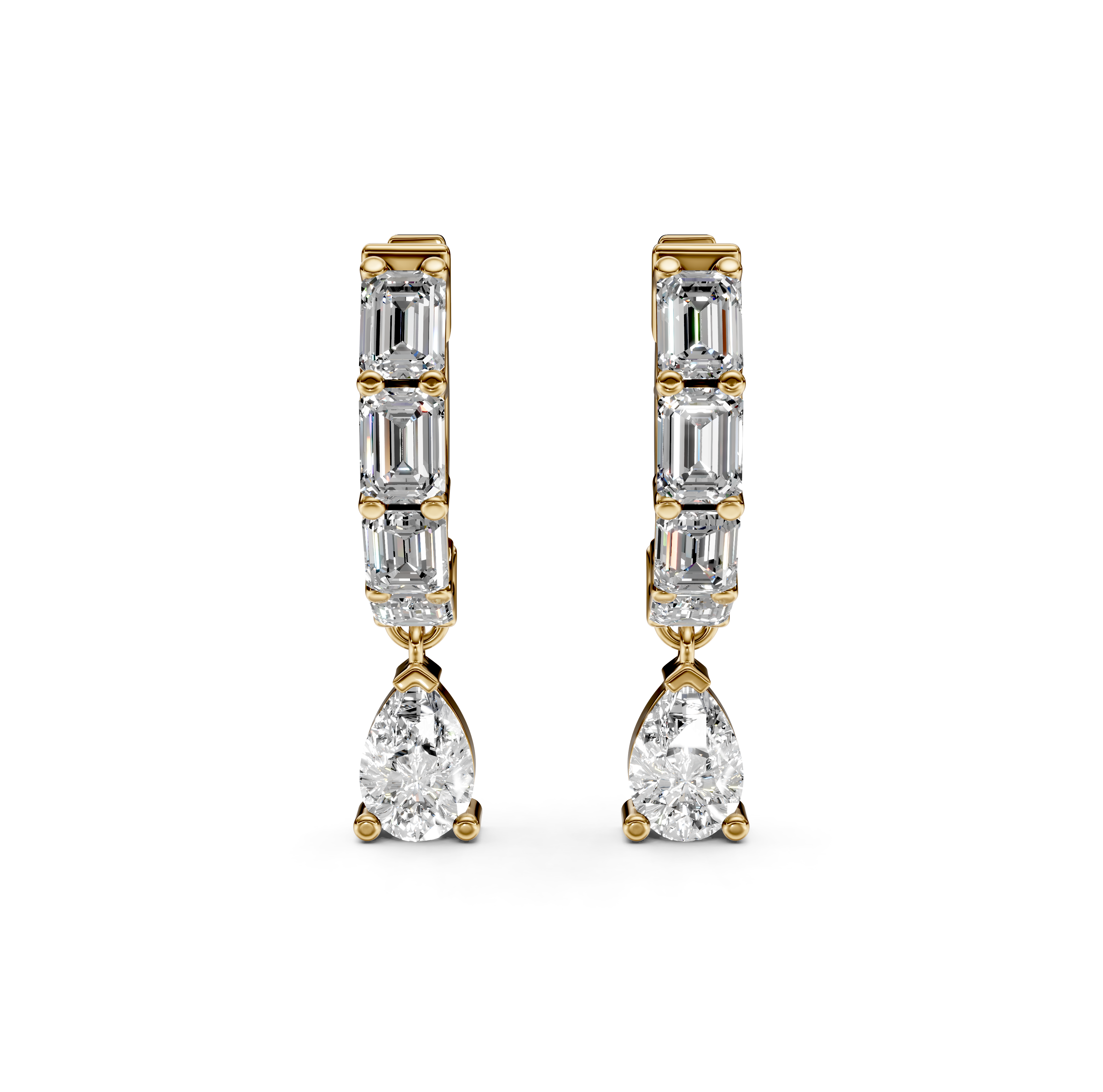Pear and Emerald-Cut Pavé Drop Diamond Earrings
