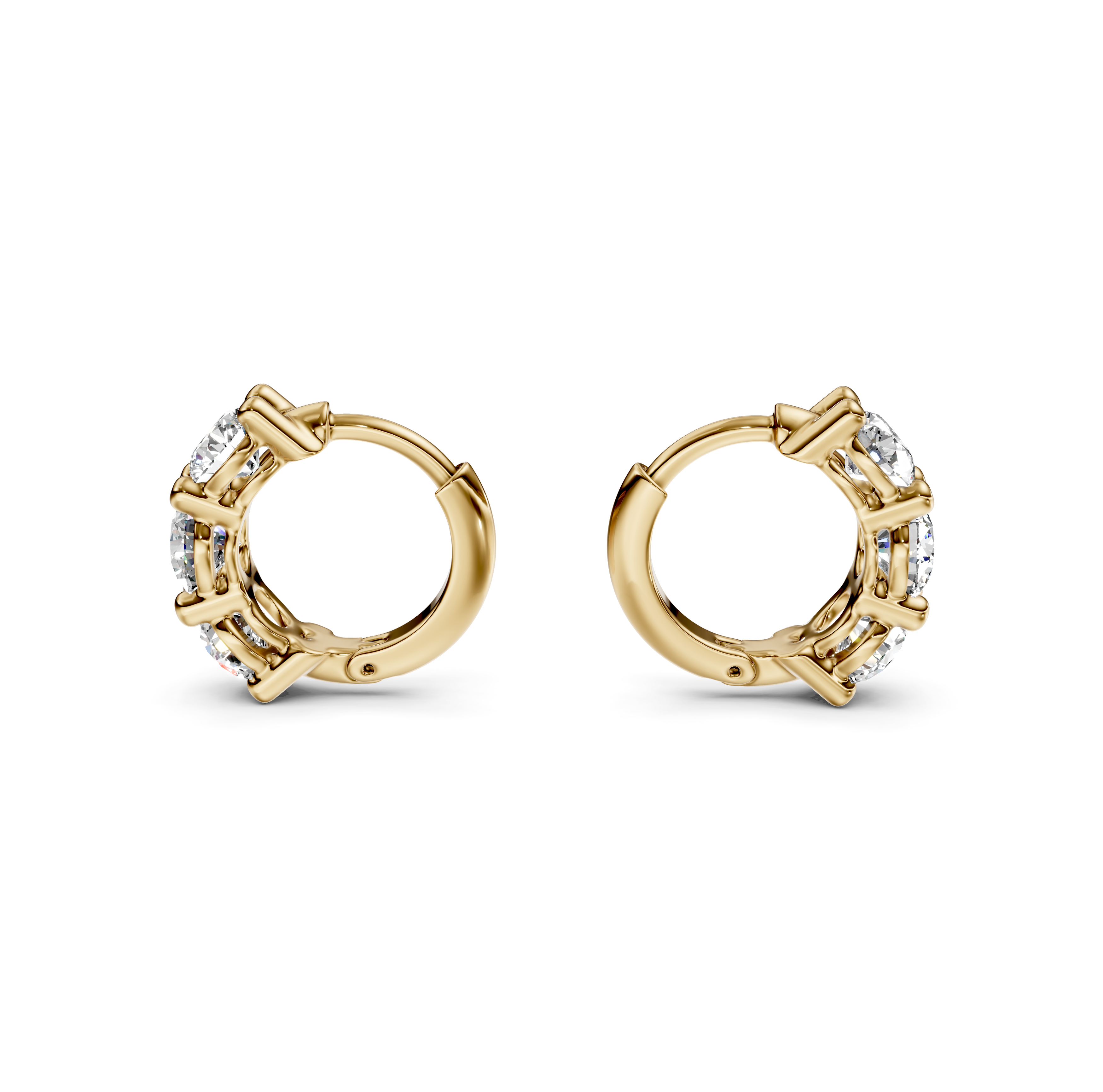 Round Cut Diamond Huggie Hoop Earrings