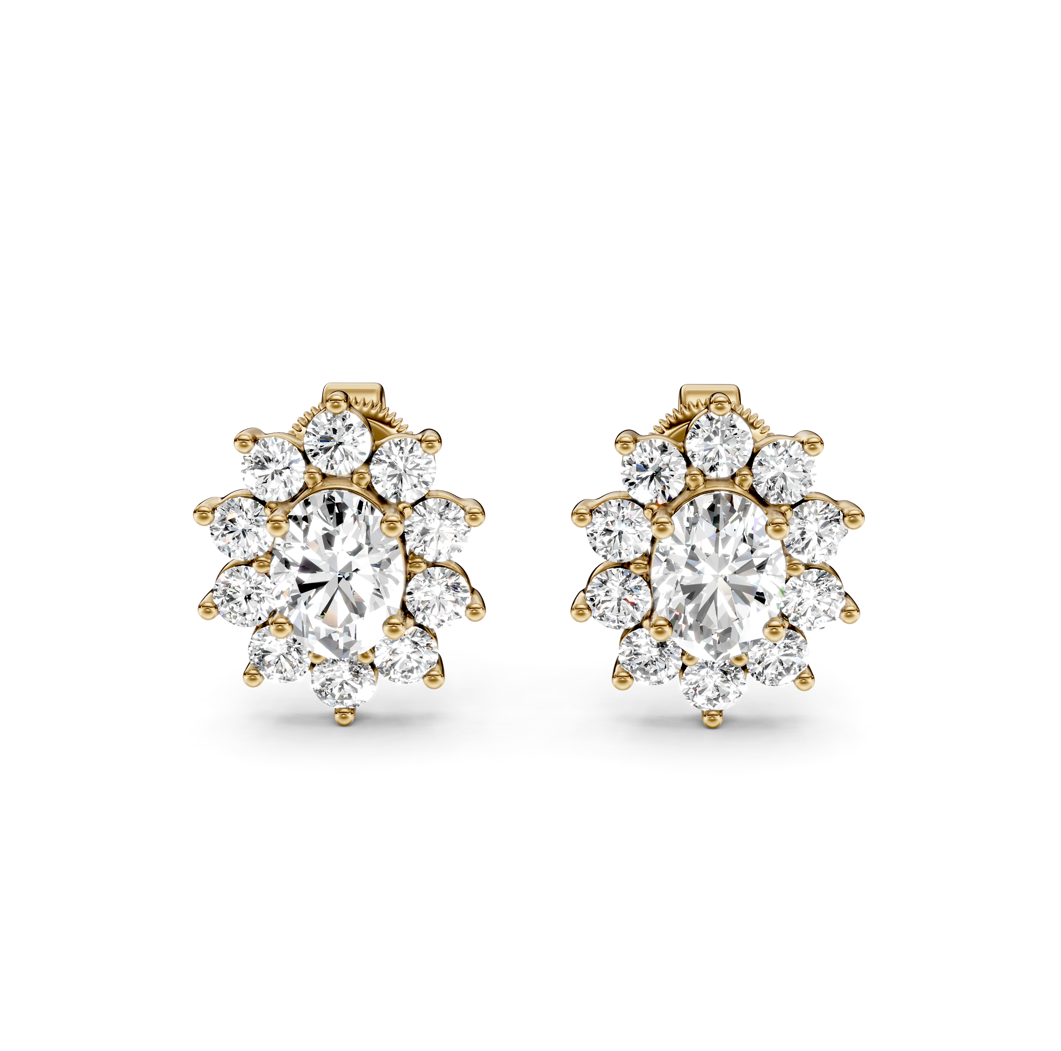 Oval Cut Halo Diamond Stud Earrings