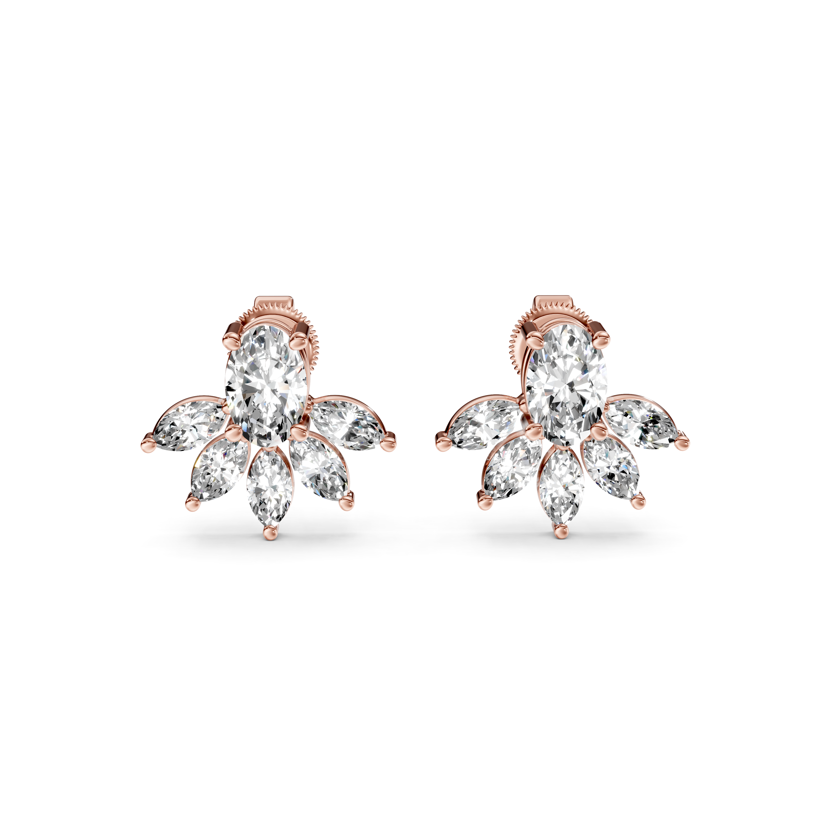 Diamond Lotus Stud Earrings