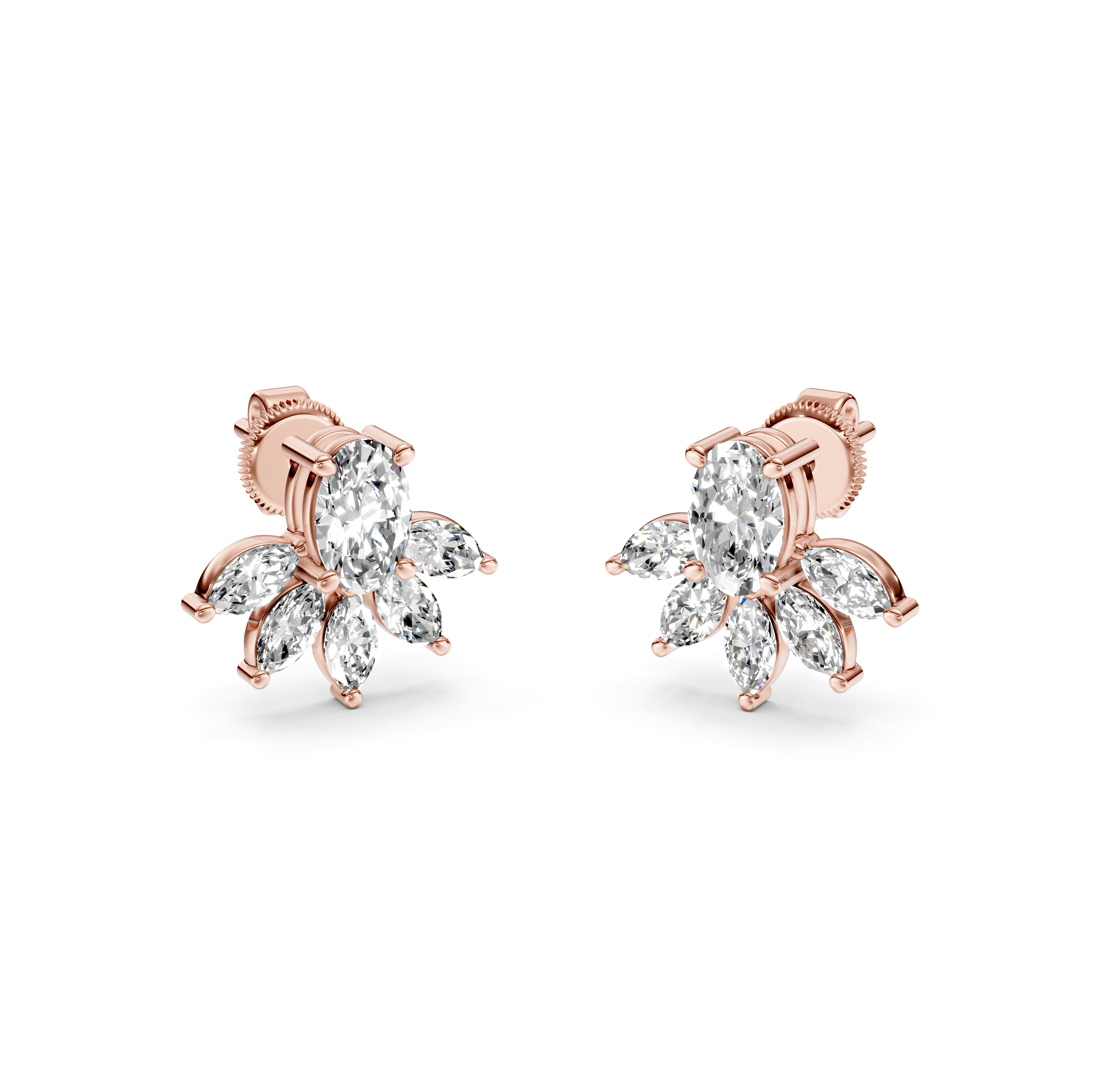 Diamond Lotus Stud Earrings