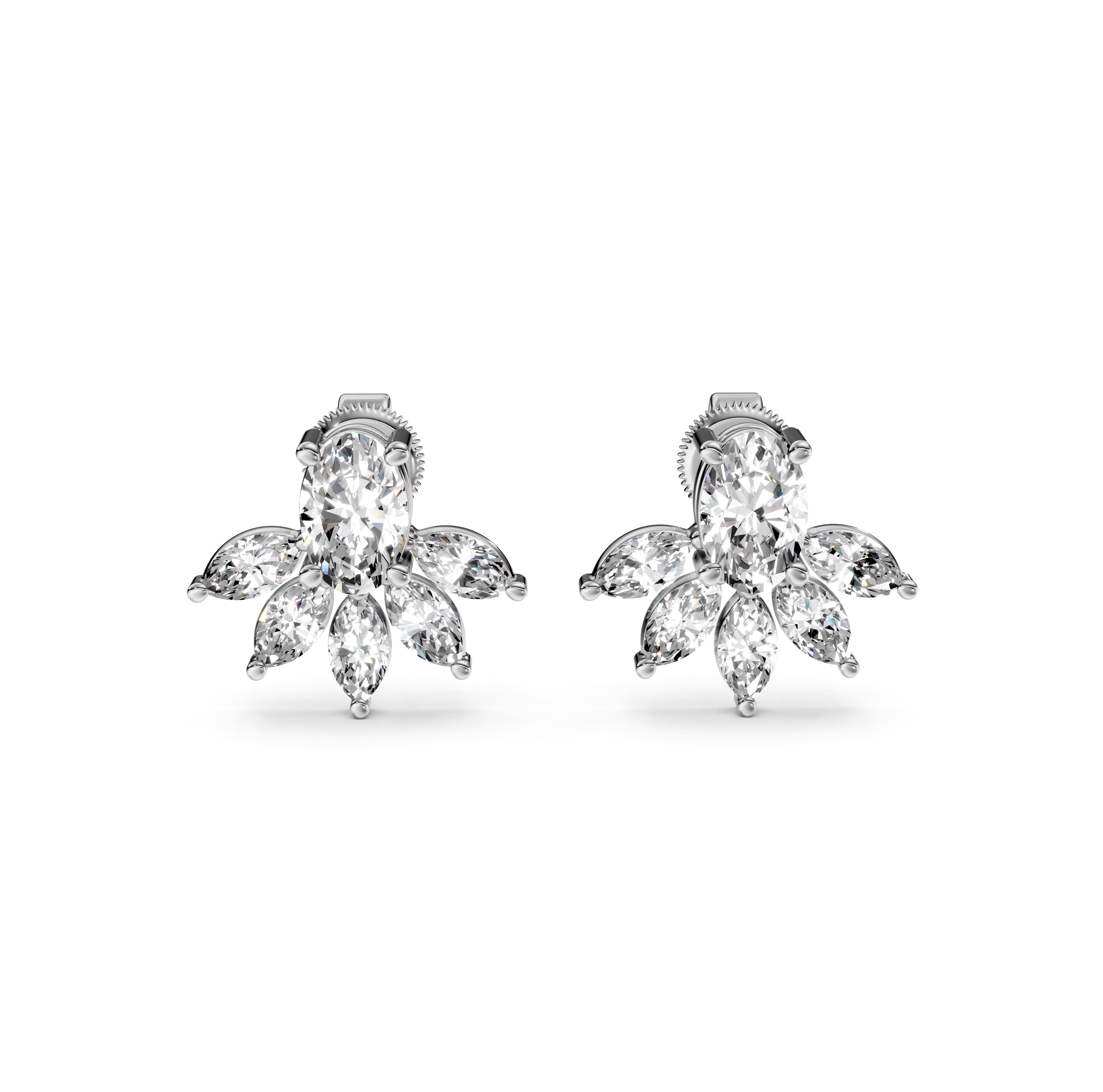 Diamond Lotus Stud Earrings