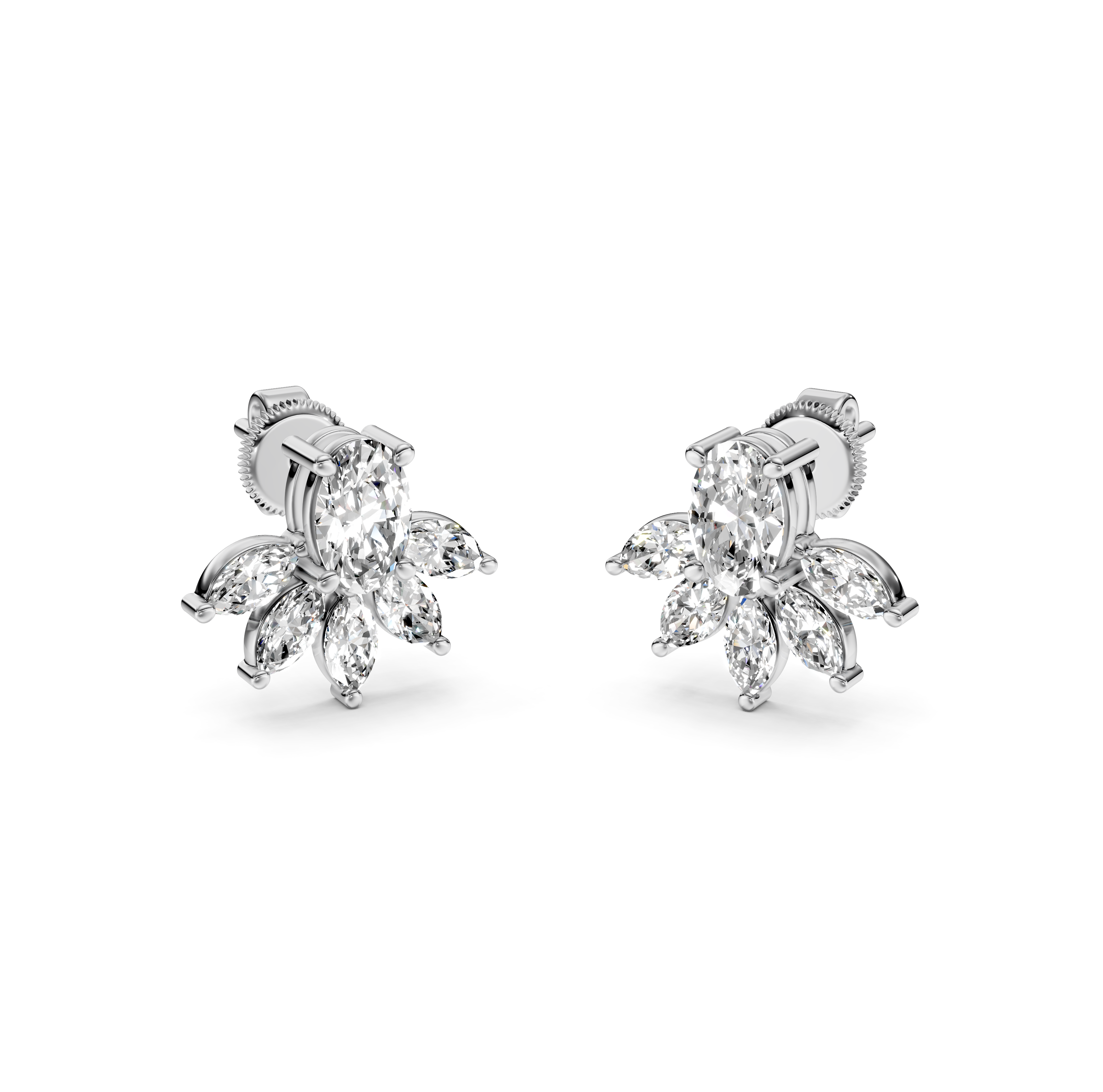 Diamond Lotus Stud Earrings
