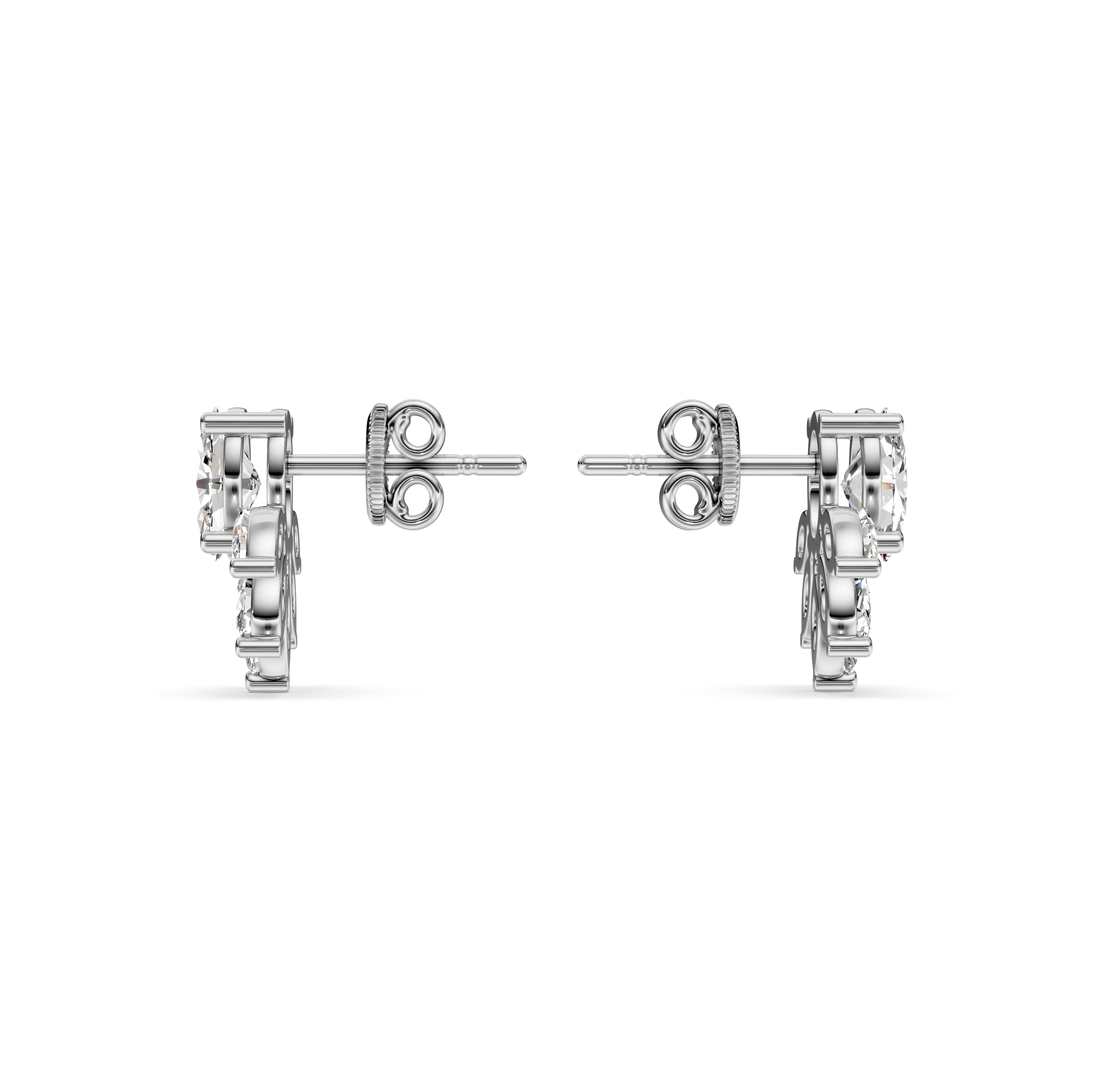 Diamond Lotus Stud Earrings