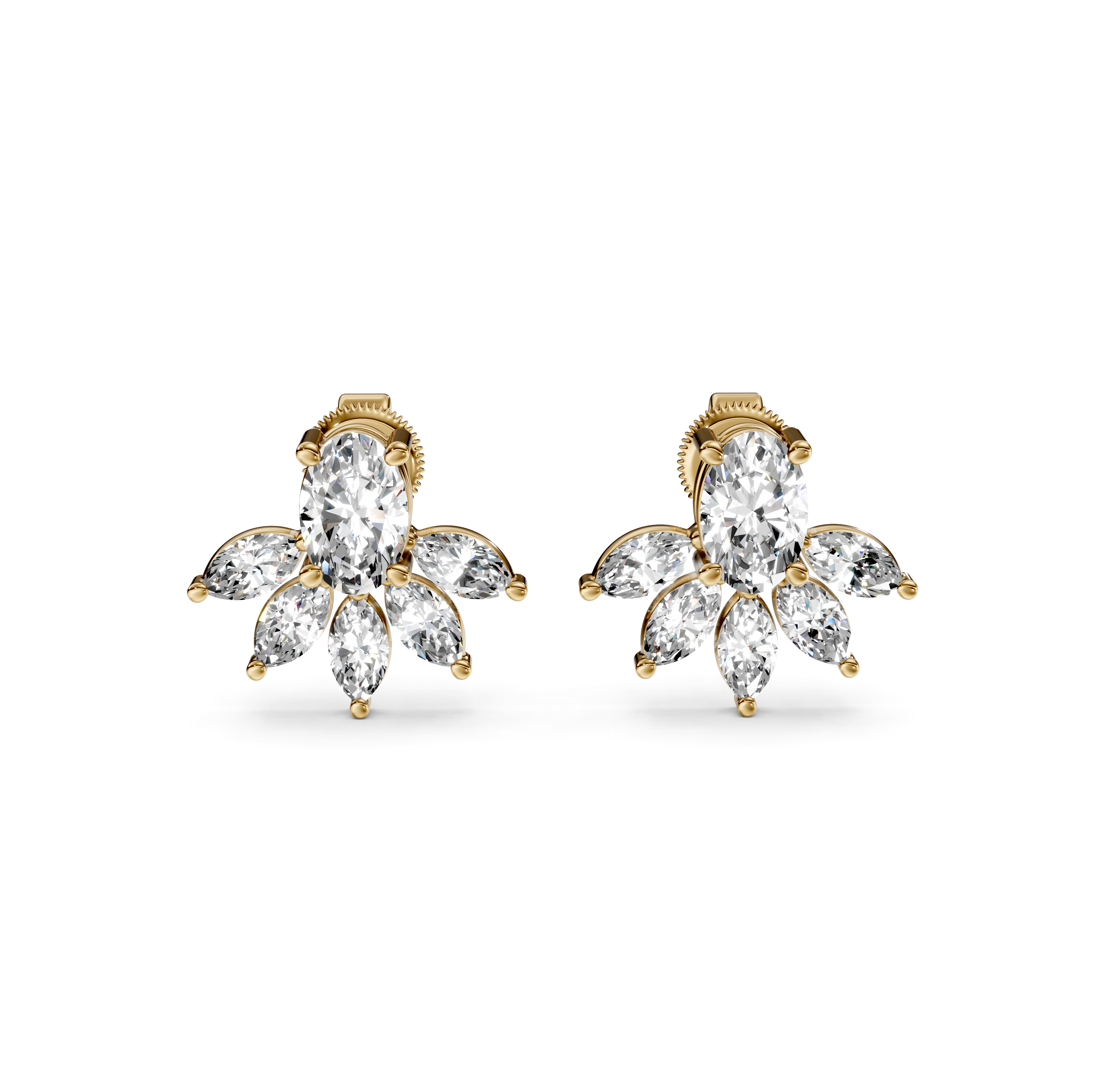 Diamond Lotus Stud Earrings