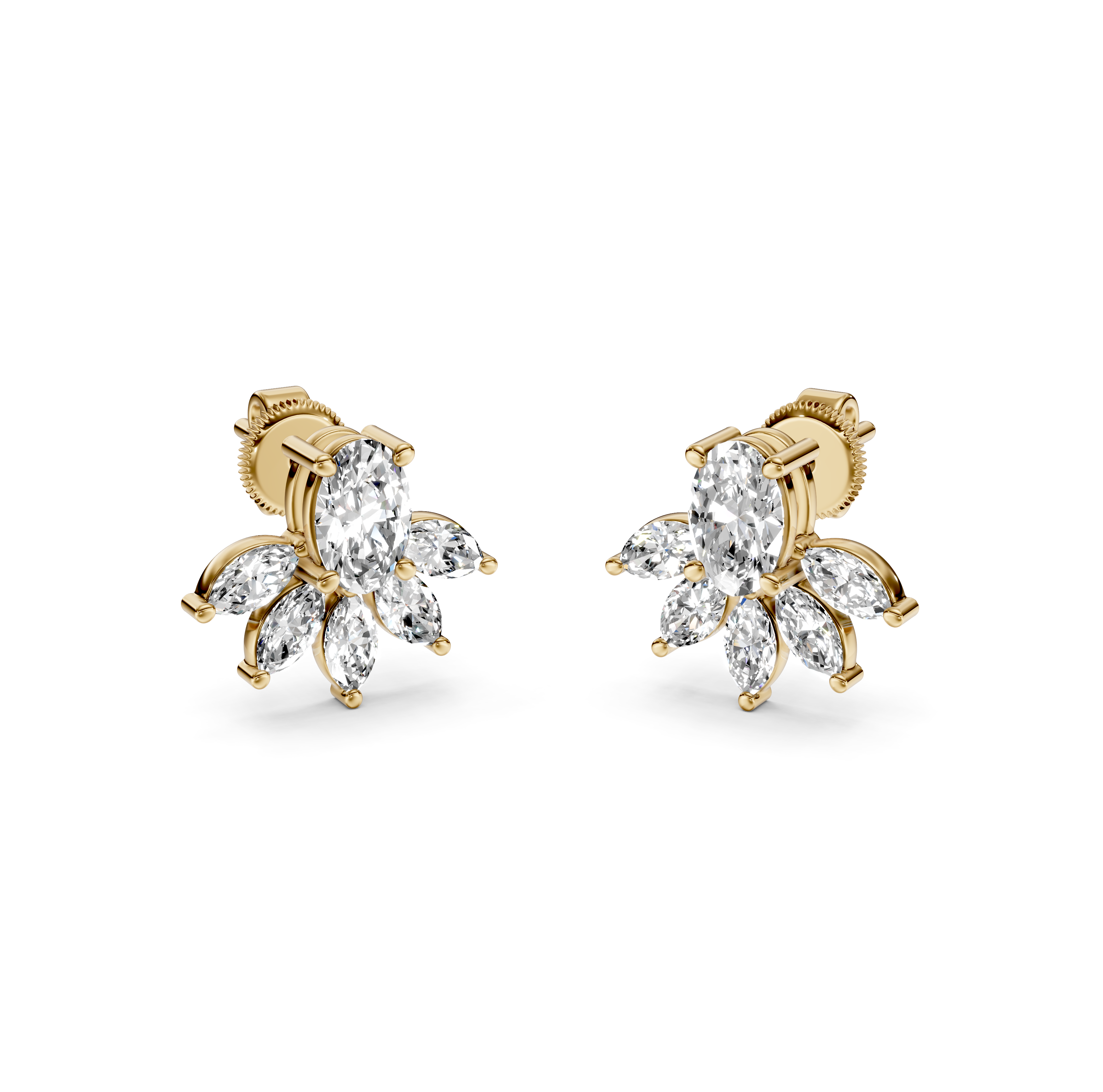 Diamond Lotus Stud Earrings