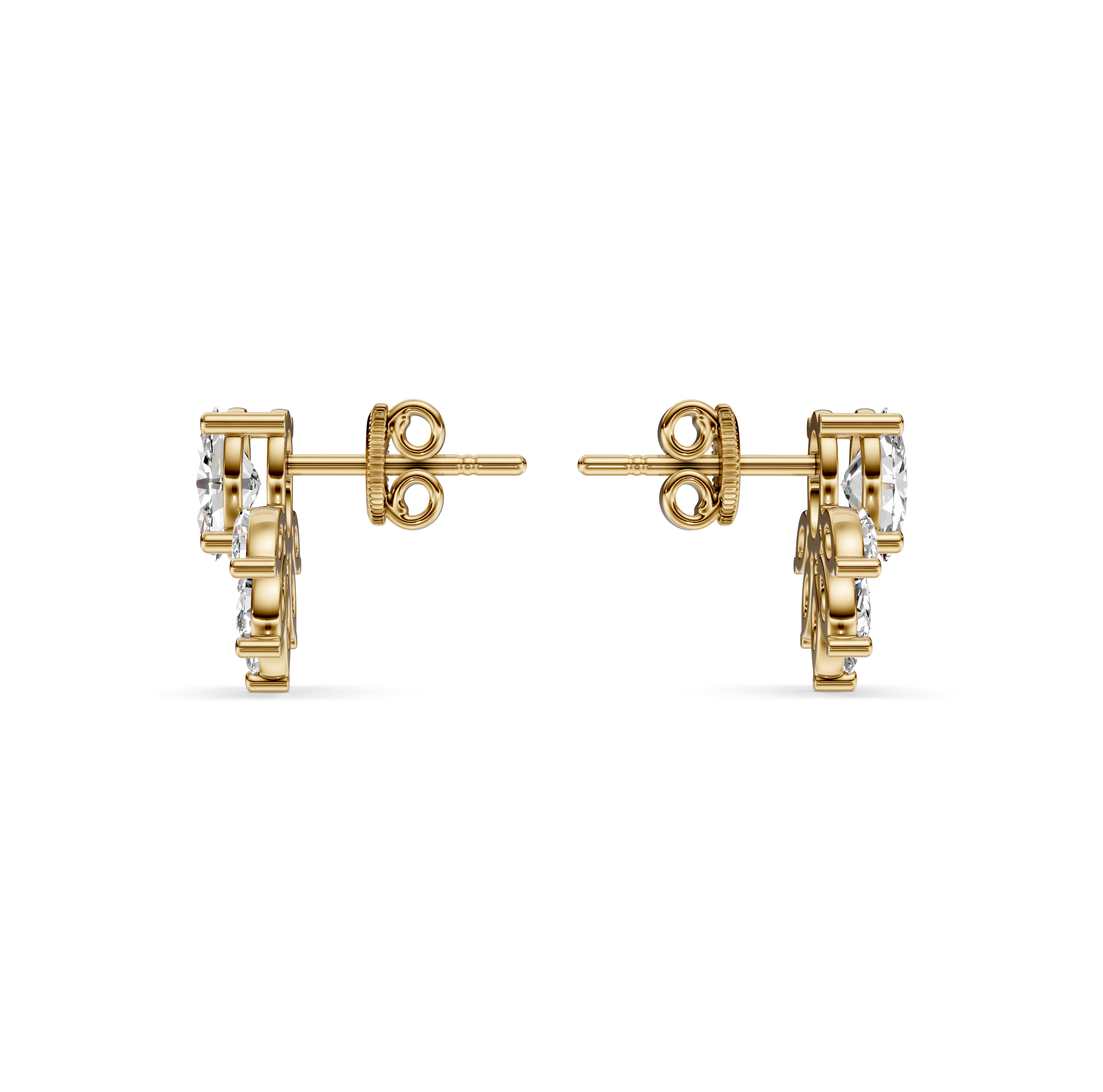 Diamond Lotus Stud Earrings