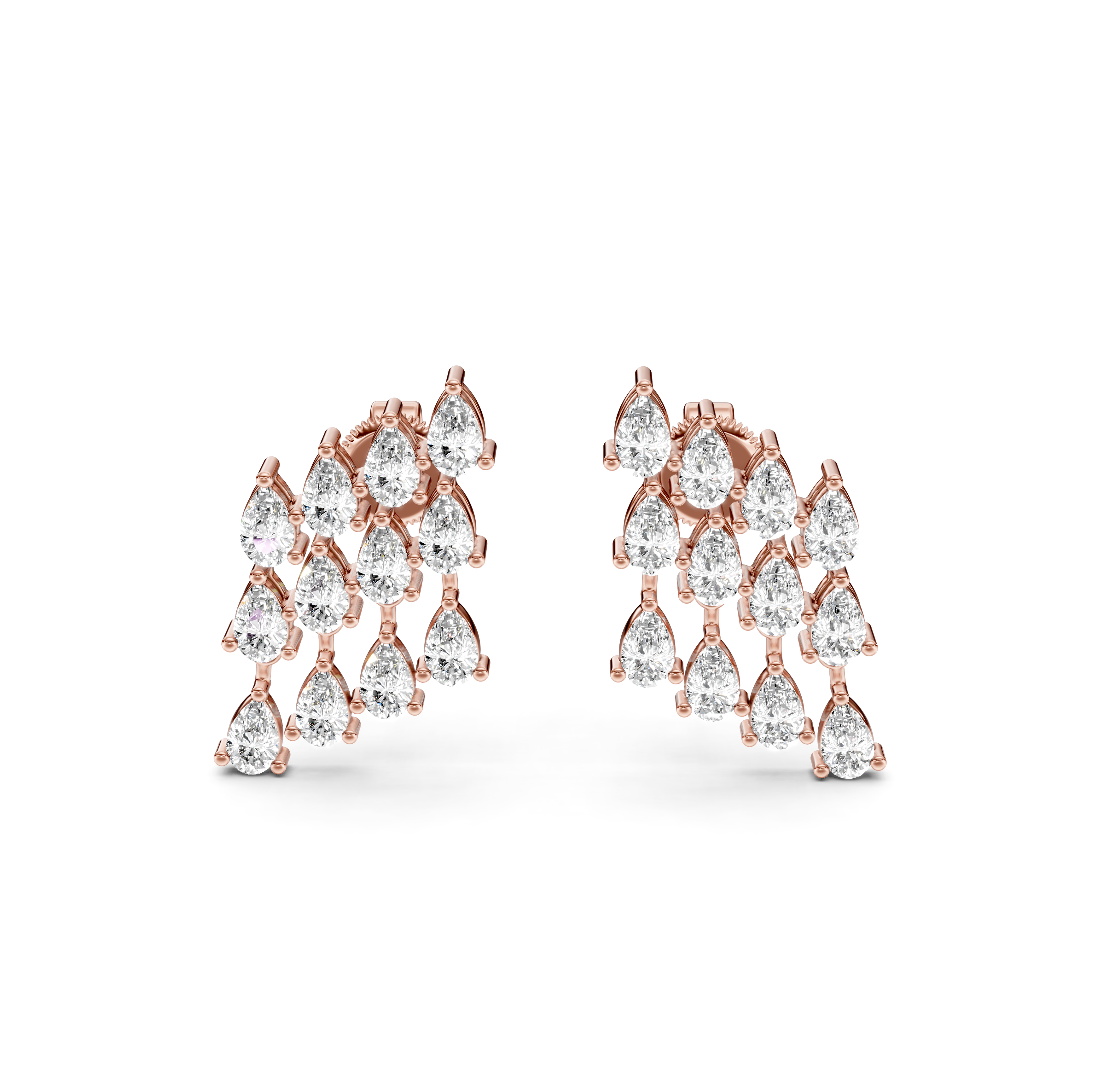 Pear Cut Diamond Waterfall Drop Earrings