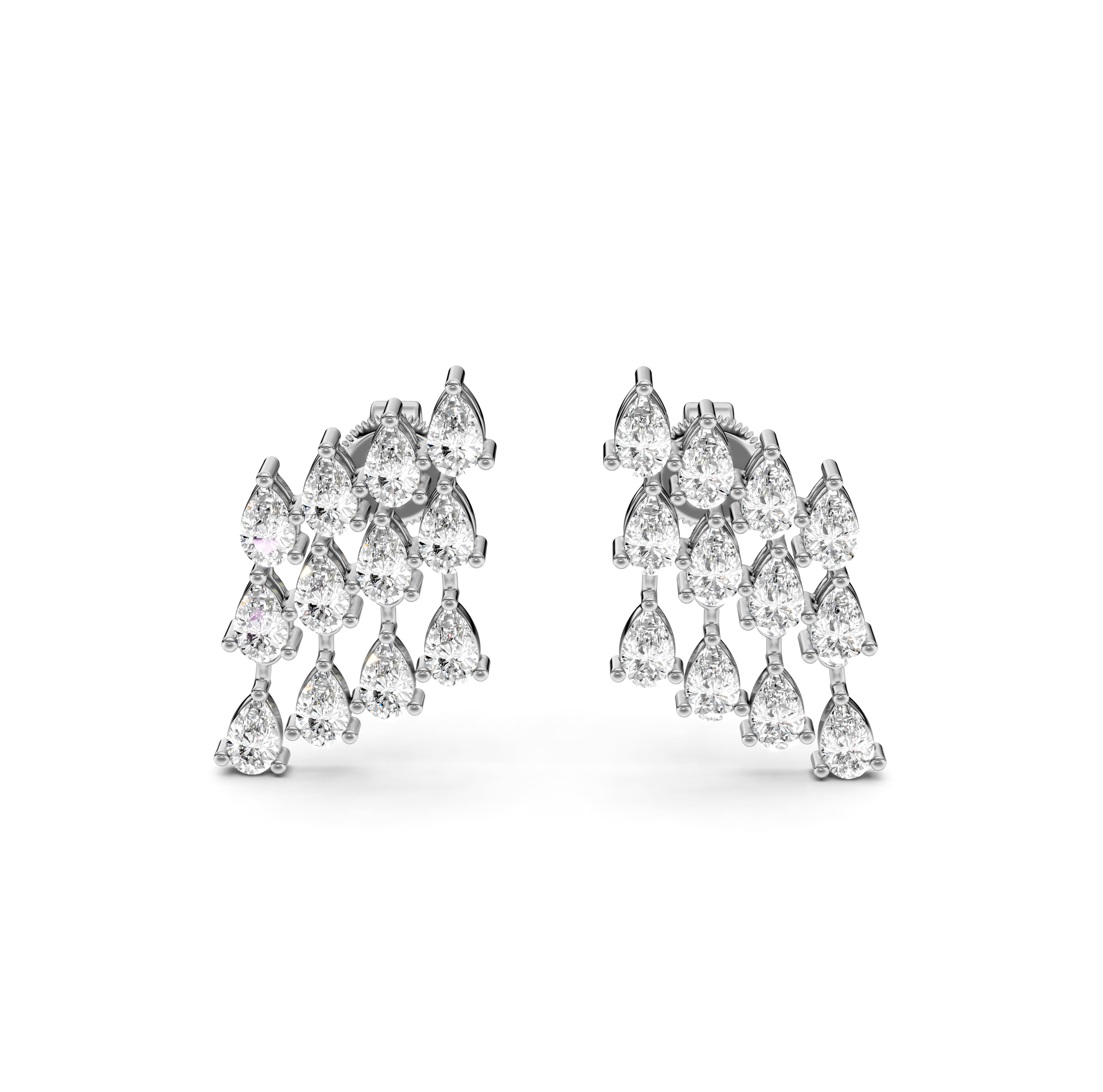 Pear Cut Diamond Waterfall Drop Earrings