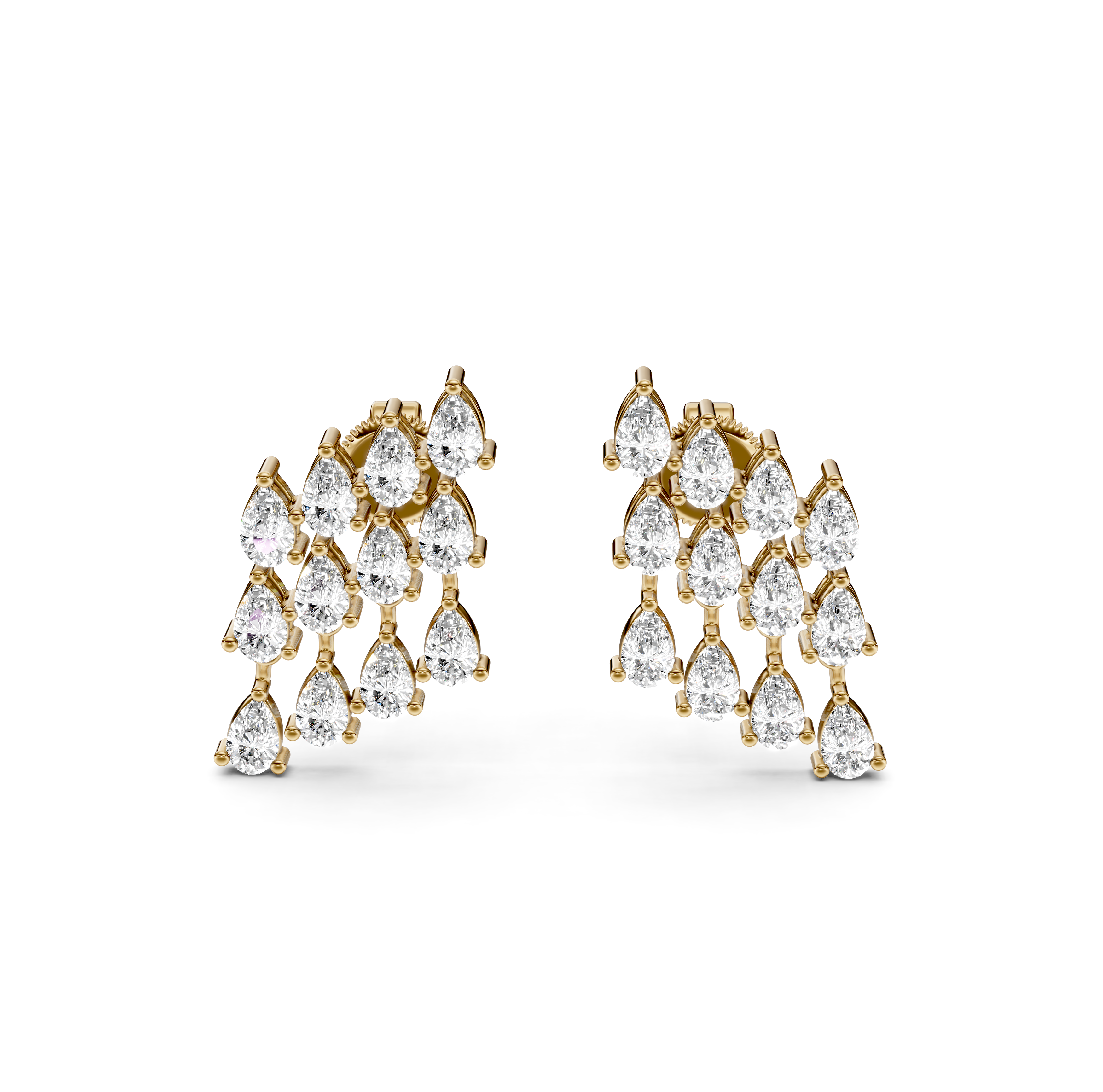Pear Cut Diamond Waterfall Drop Earrings