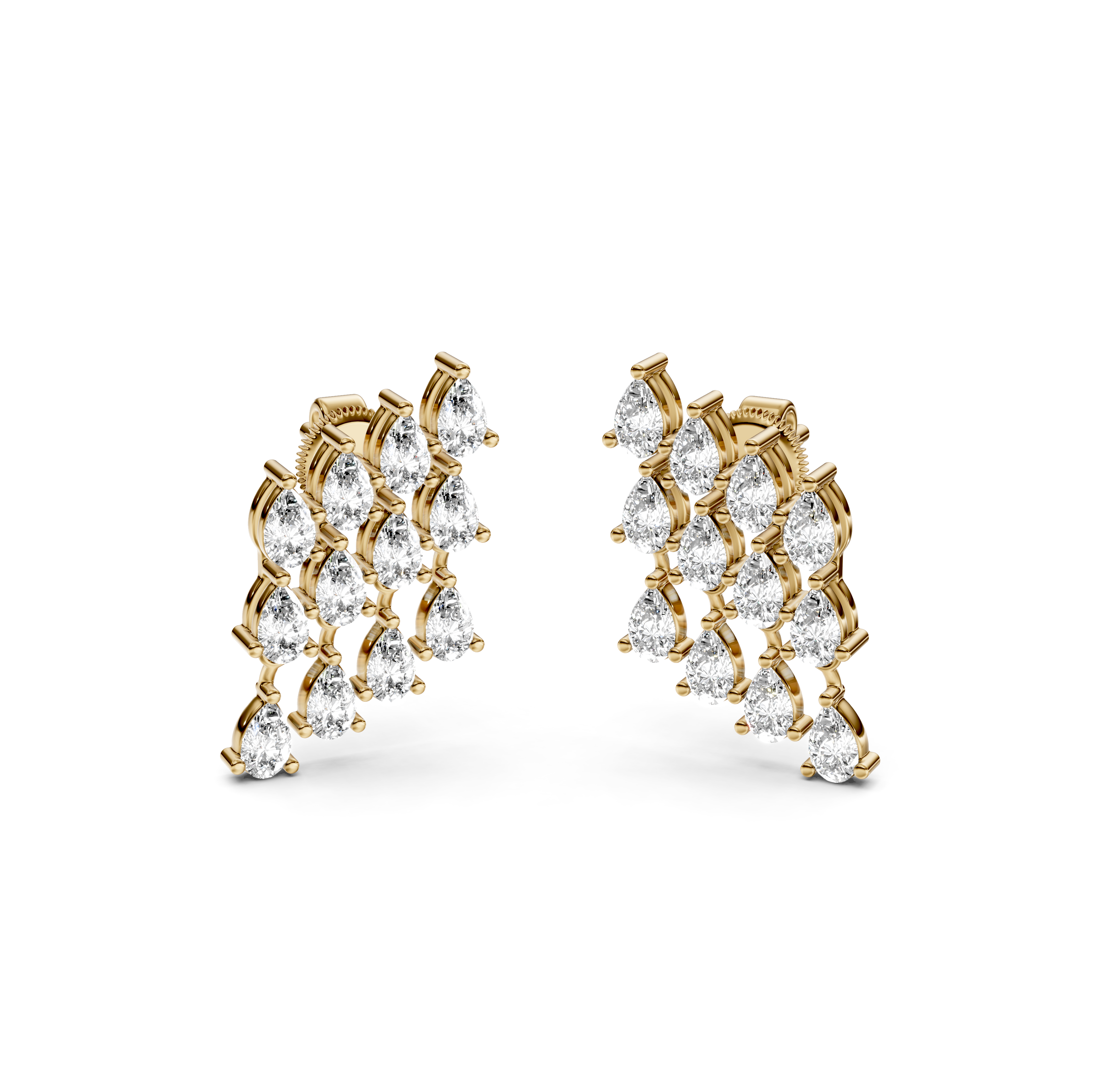 Pear Cut Diamond Waterfall Drop Earrings