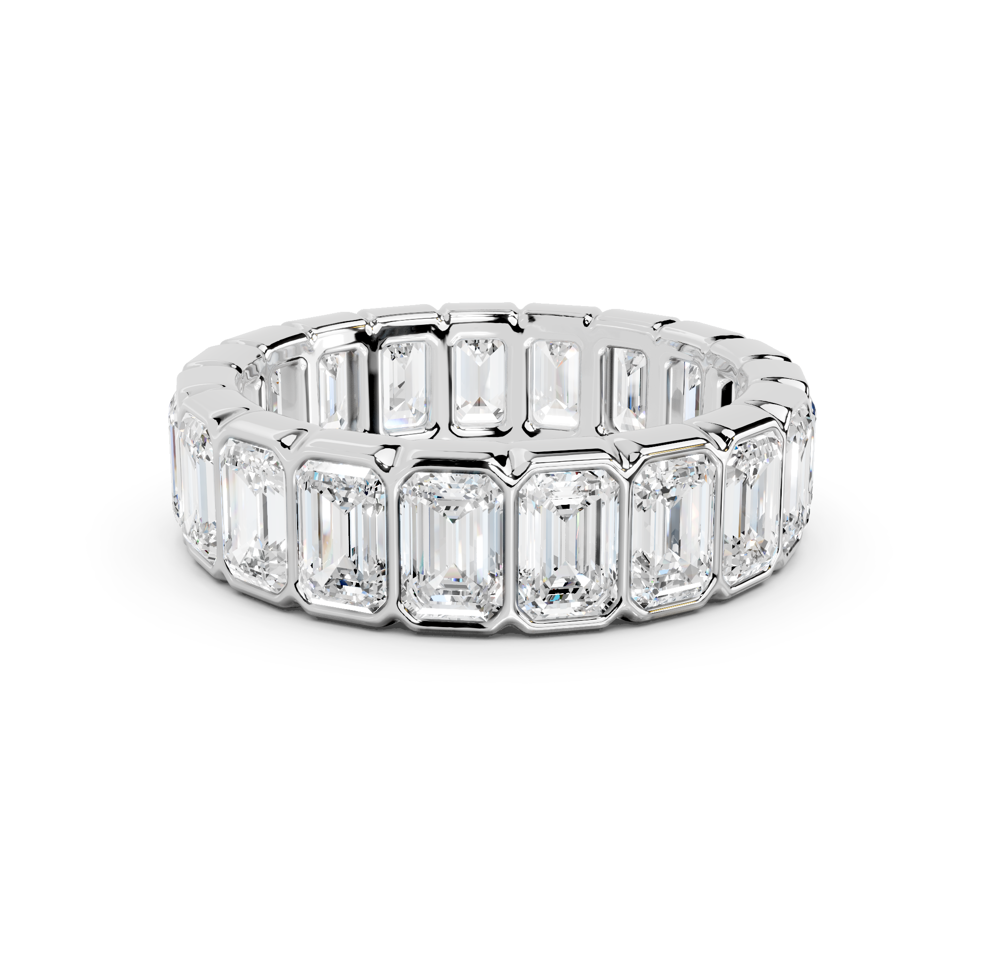 Emerald Cut Bezel Eternity Band