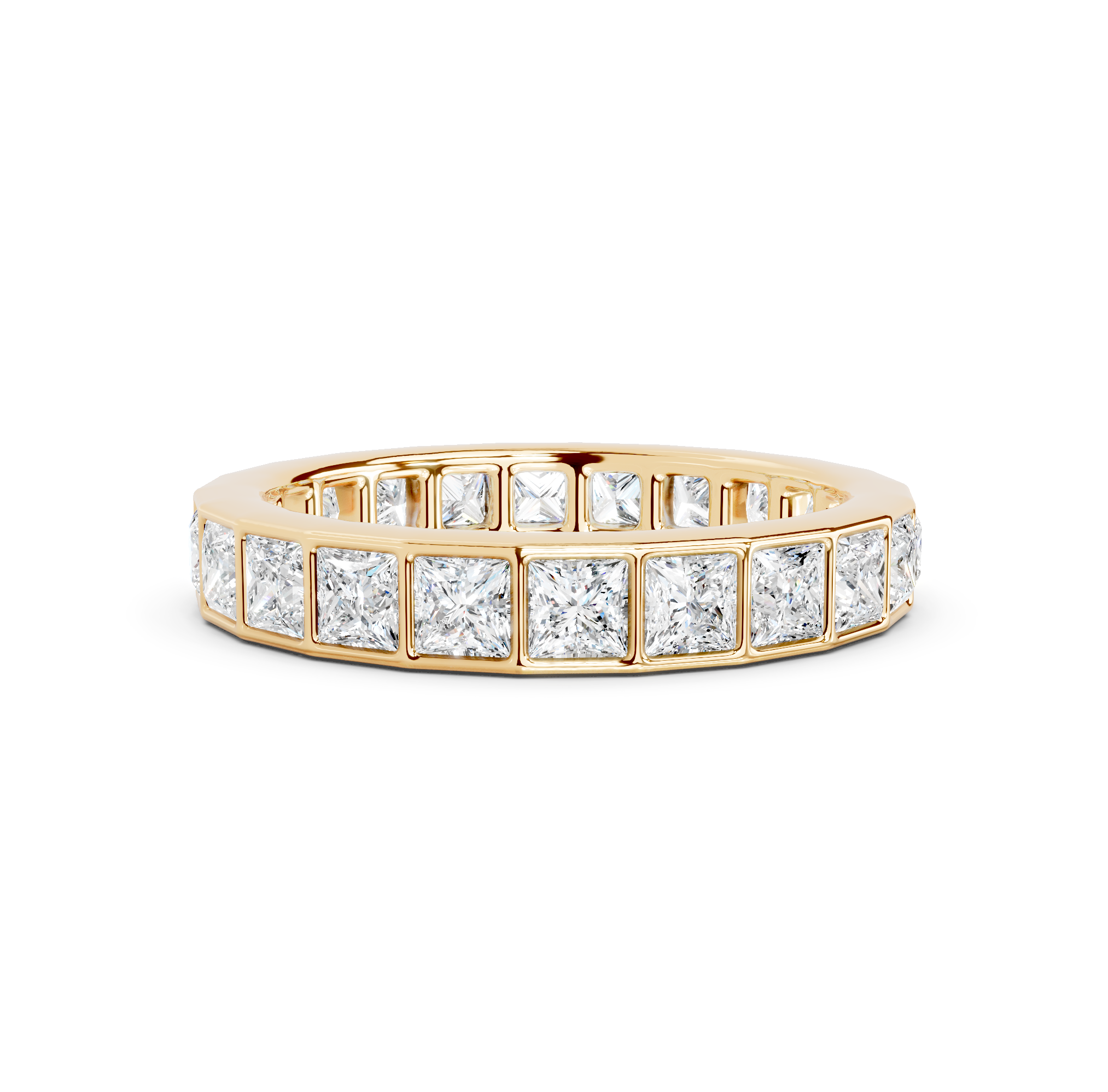 Princess Cut Bezel Eternity Band