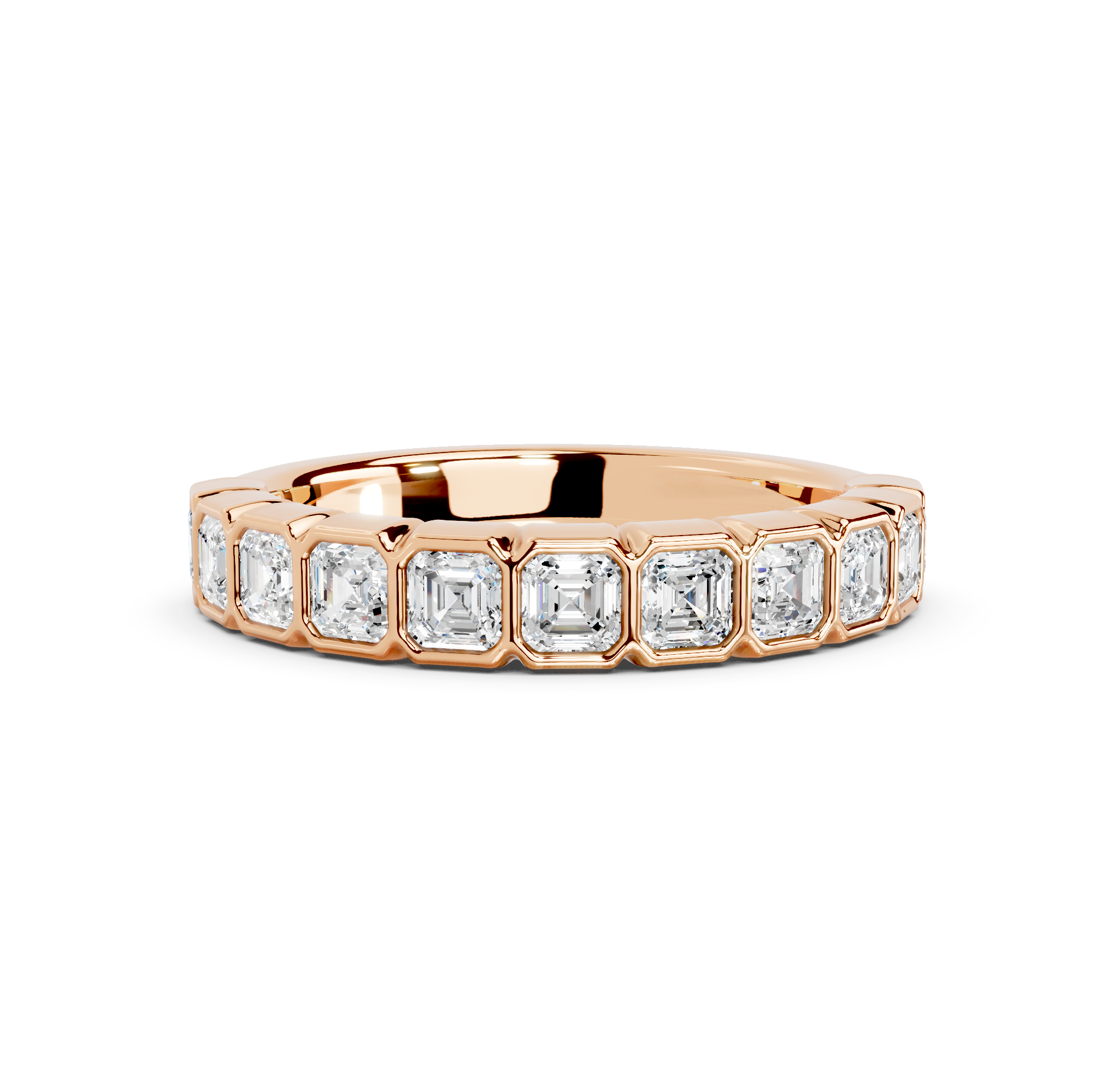 Asscher Cut Bezel Half Eternity Band