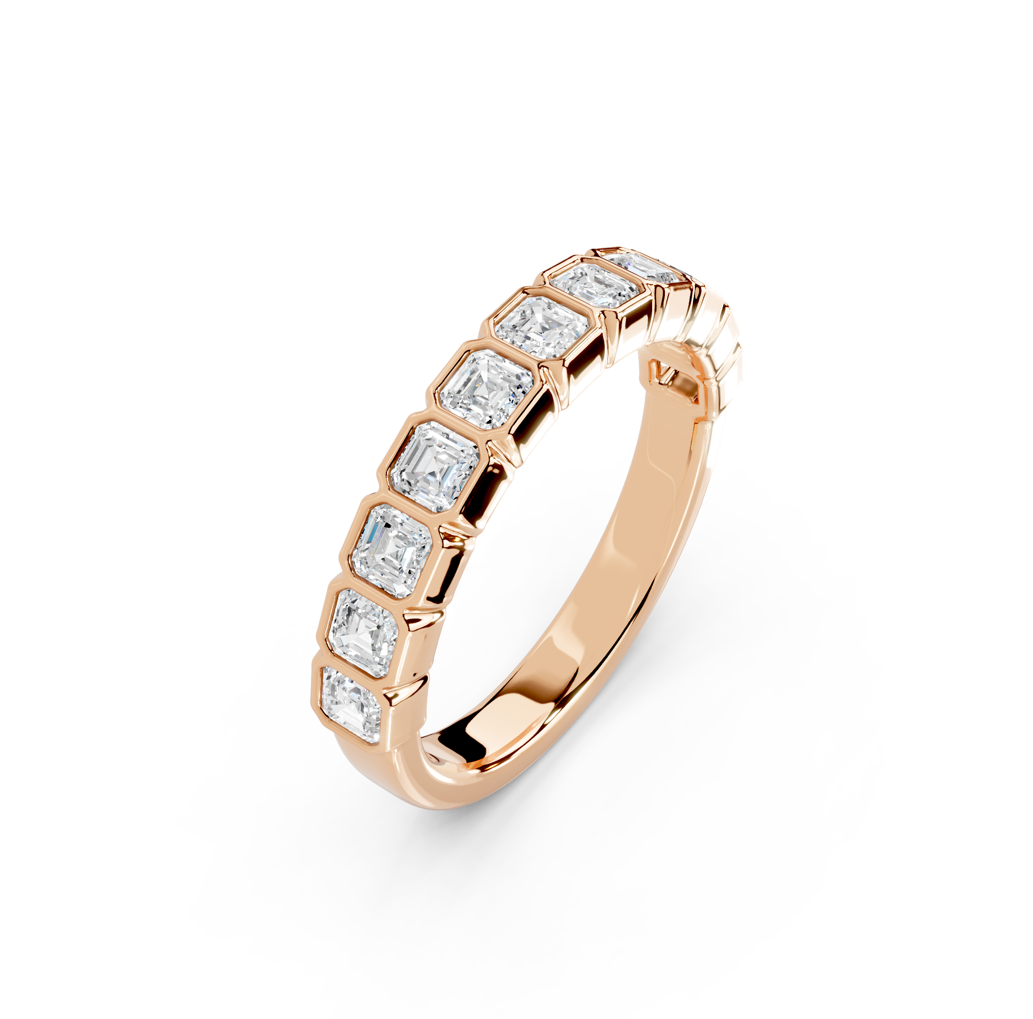 Asscher Cut Bezel Half Eternity Band