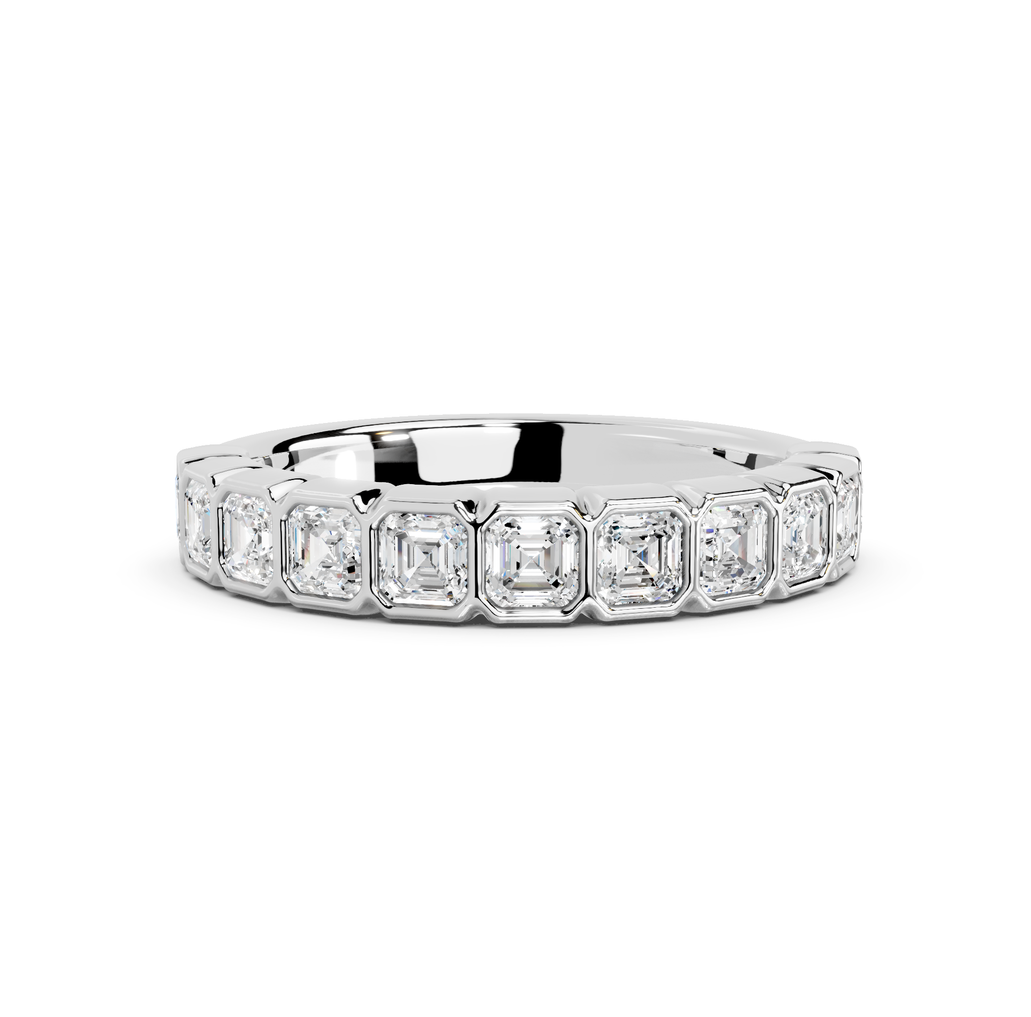 Asscher Cut Bezel Half Eternity Band