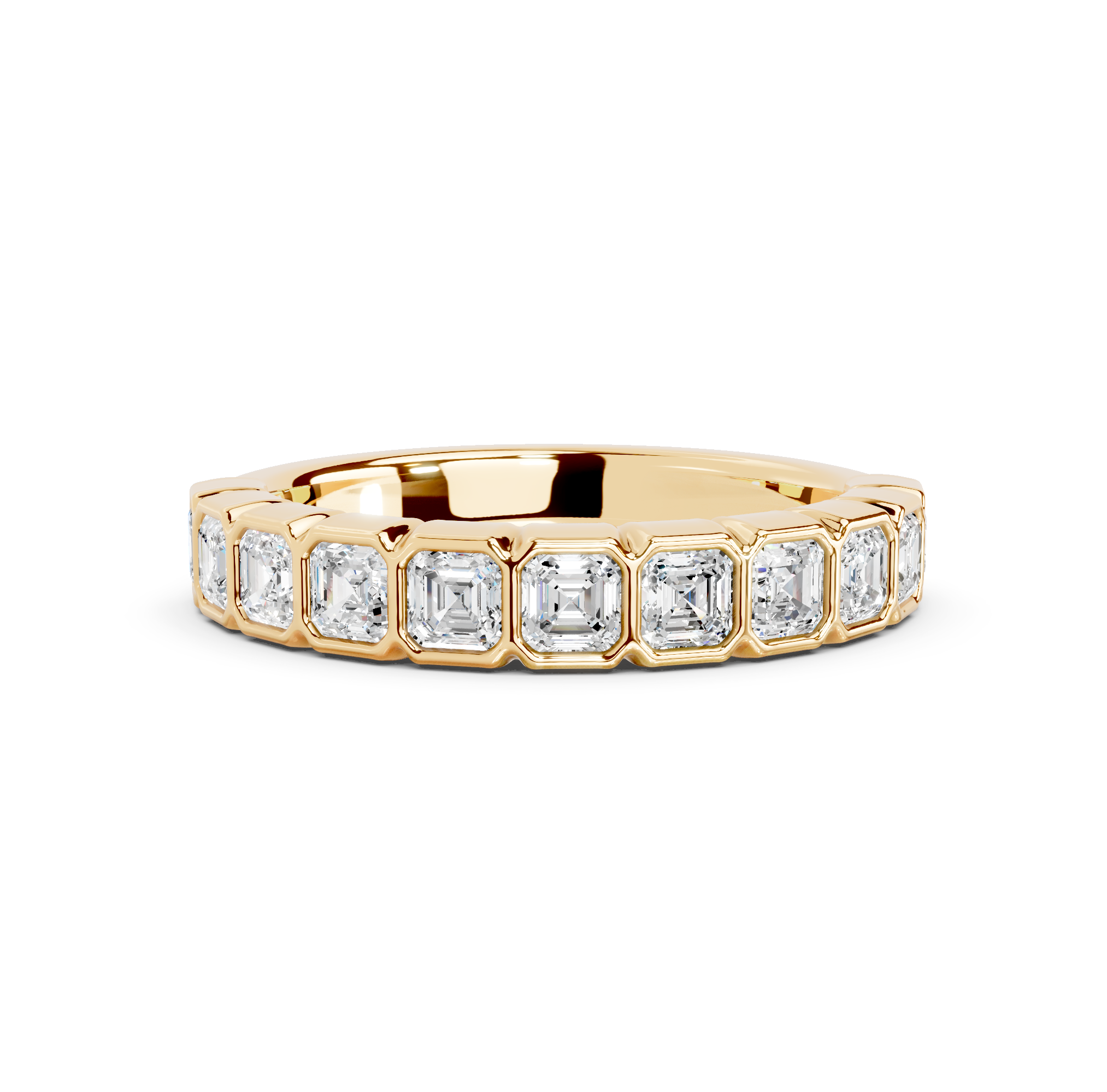 Asscher Cut Bezel Half Eternity Band