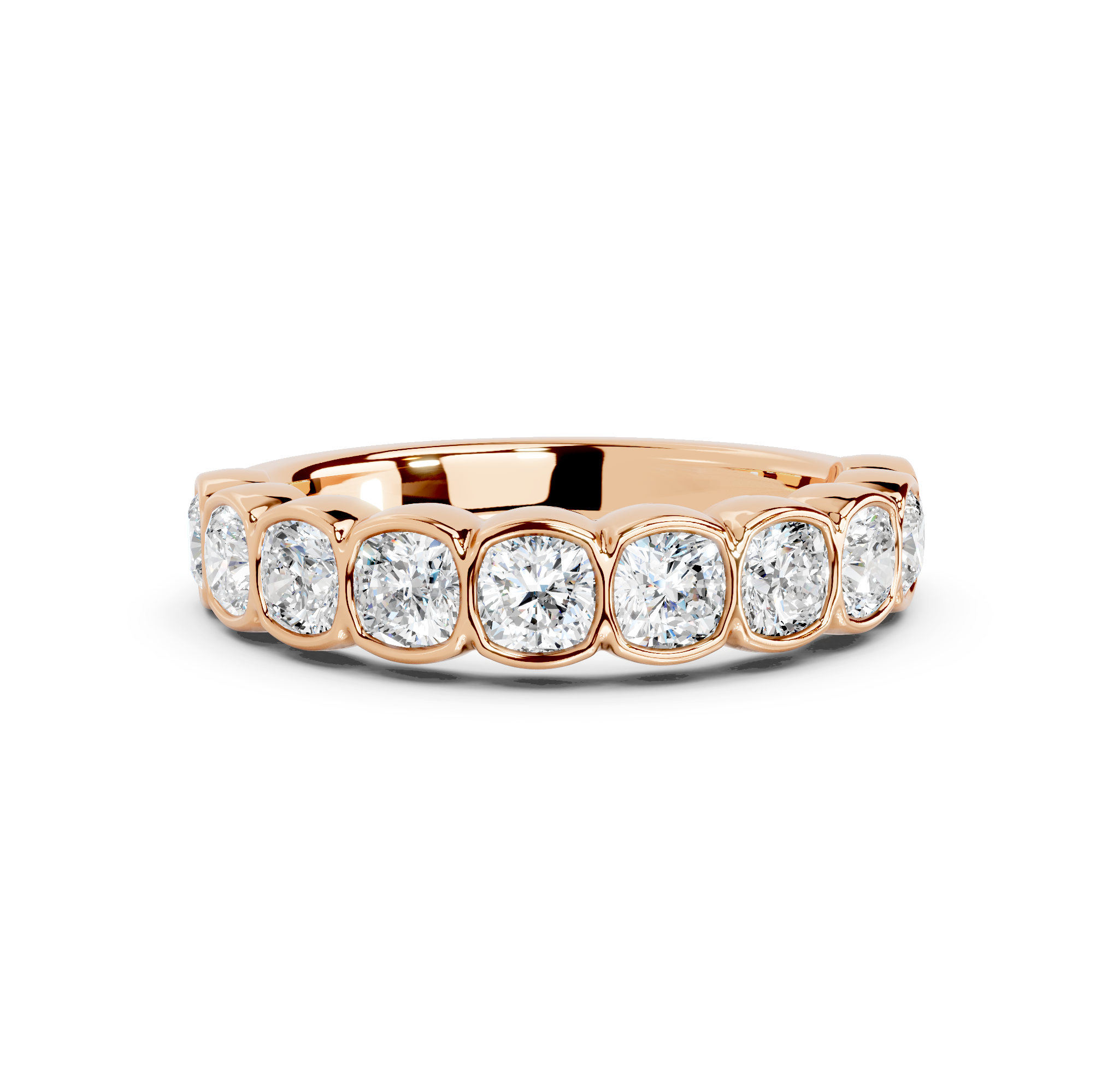 Cushion Cut Bezel Half Eternity Band