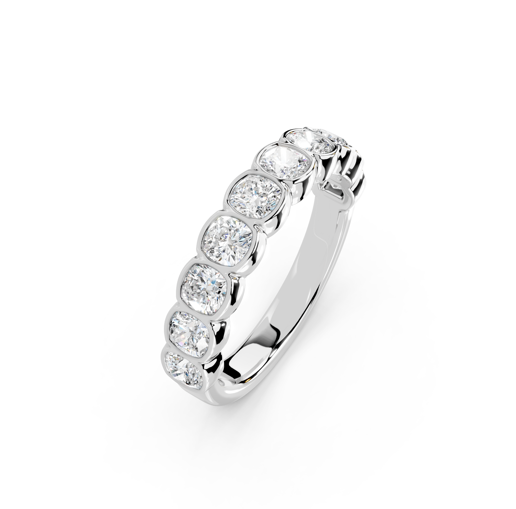 Cushion Cut Bezel Half Eternity Band