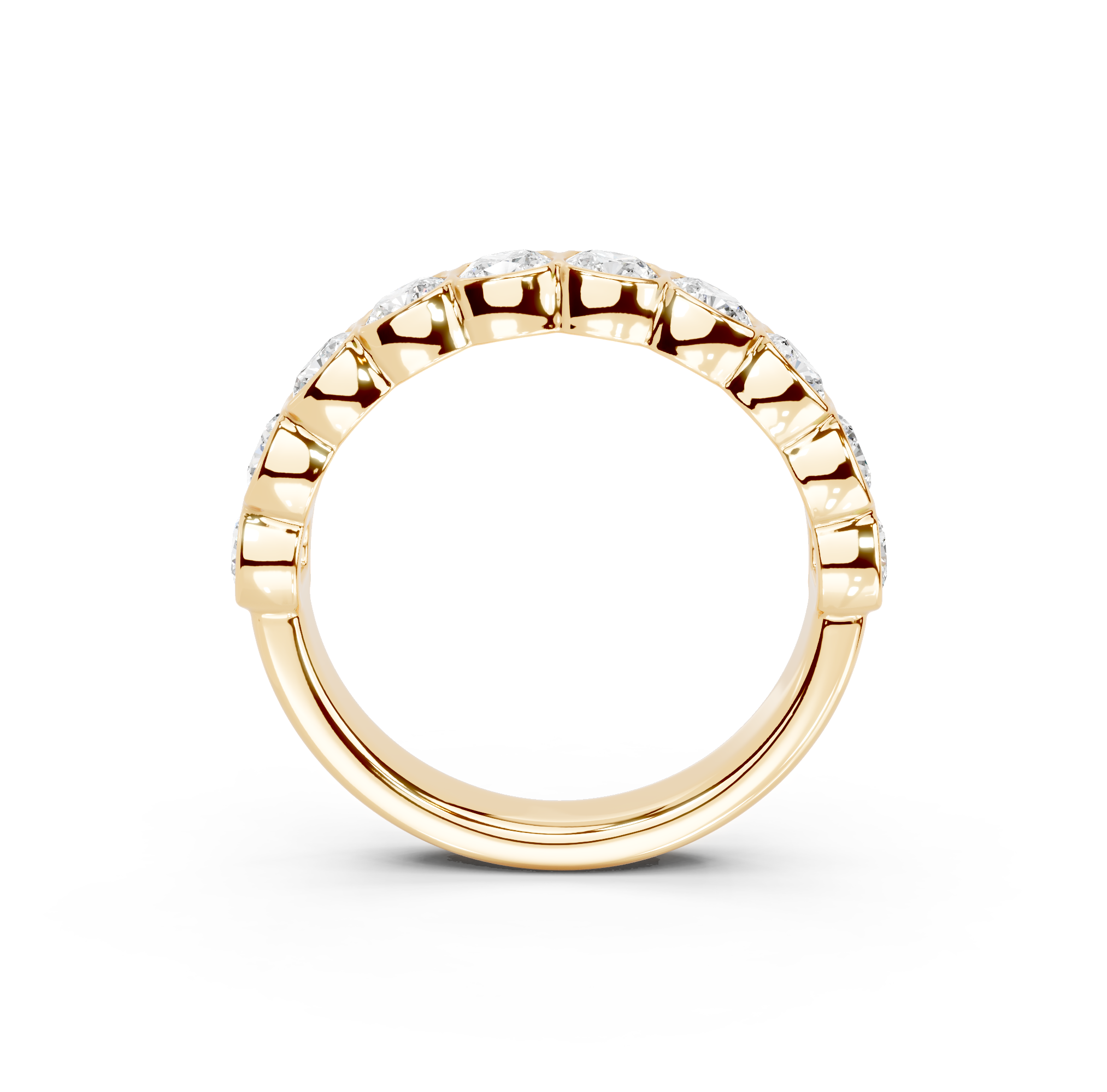 Cushion Cut Bezel Half Eternity Band